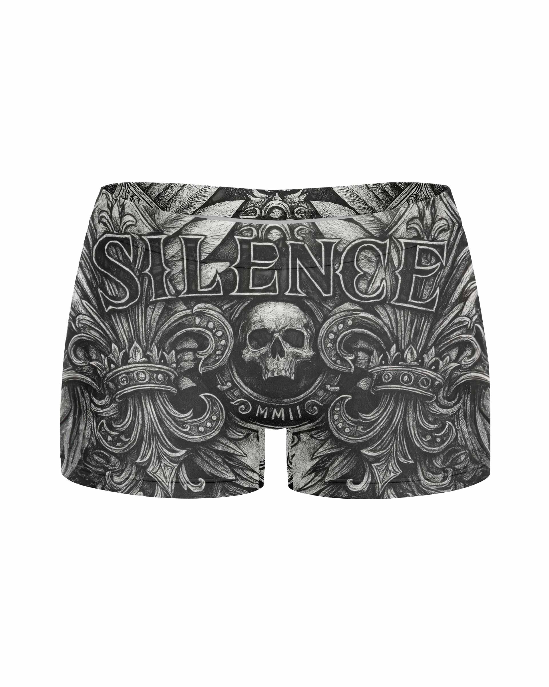 Shadow Silence Women's Yoga Shorts - front view mockup