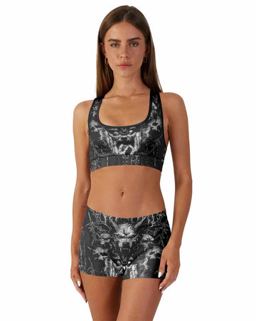 Dark Cerberus Unleashed Women's Workout Set - front lifestyle view