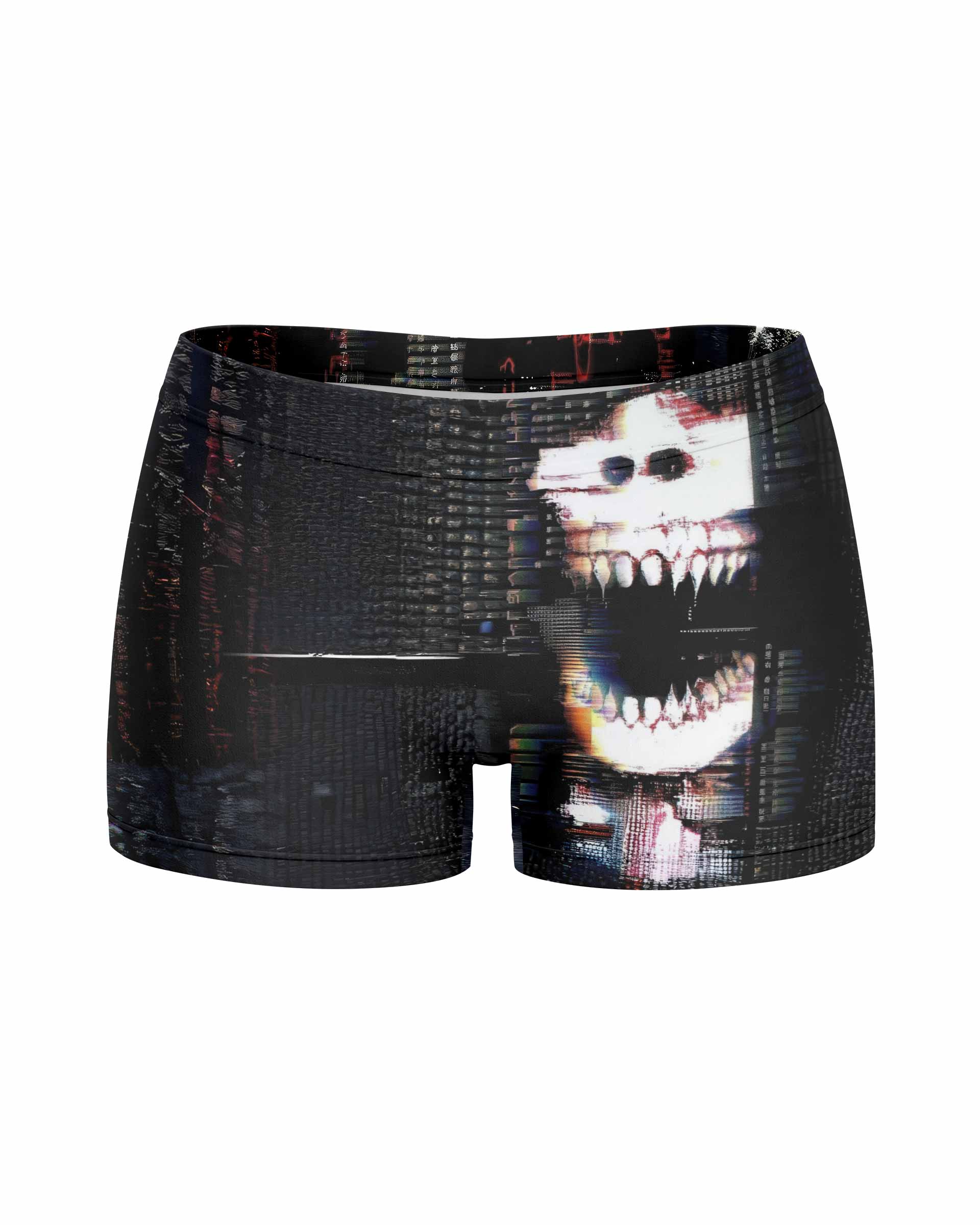 Digital Fear Protocol Women's Yoga Shorts - front view mockup