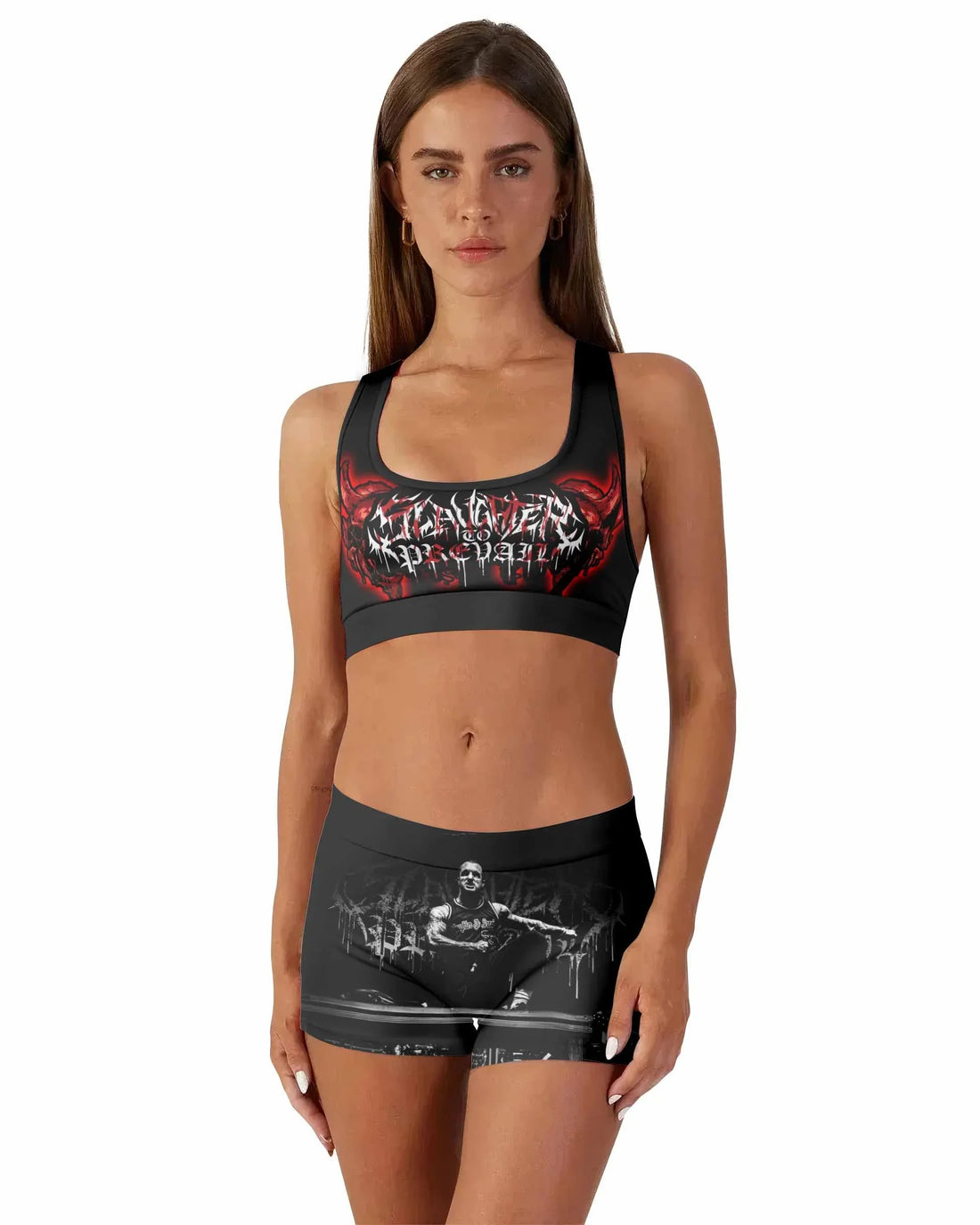 Slaughter to Prevail Women's Workout Set - front lifestyle view
