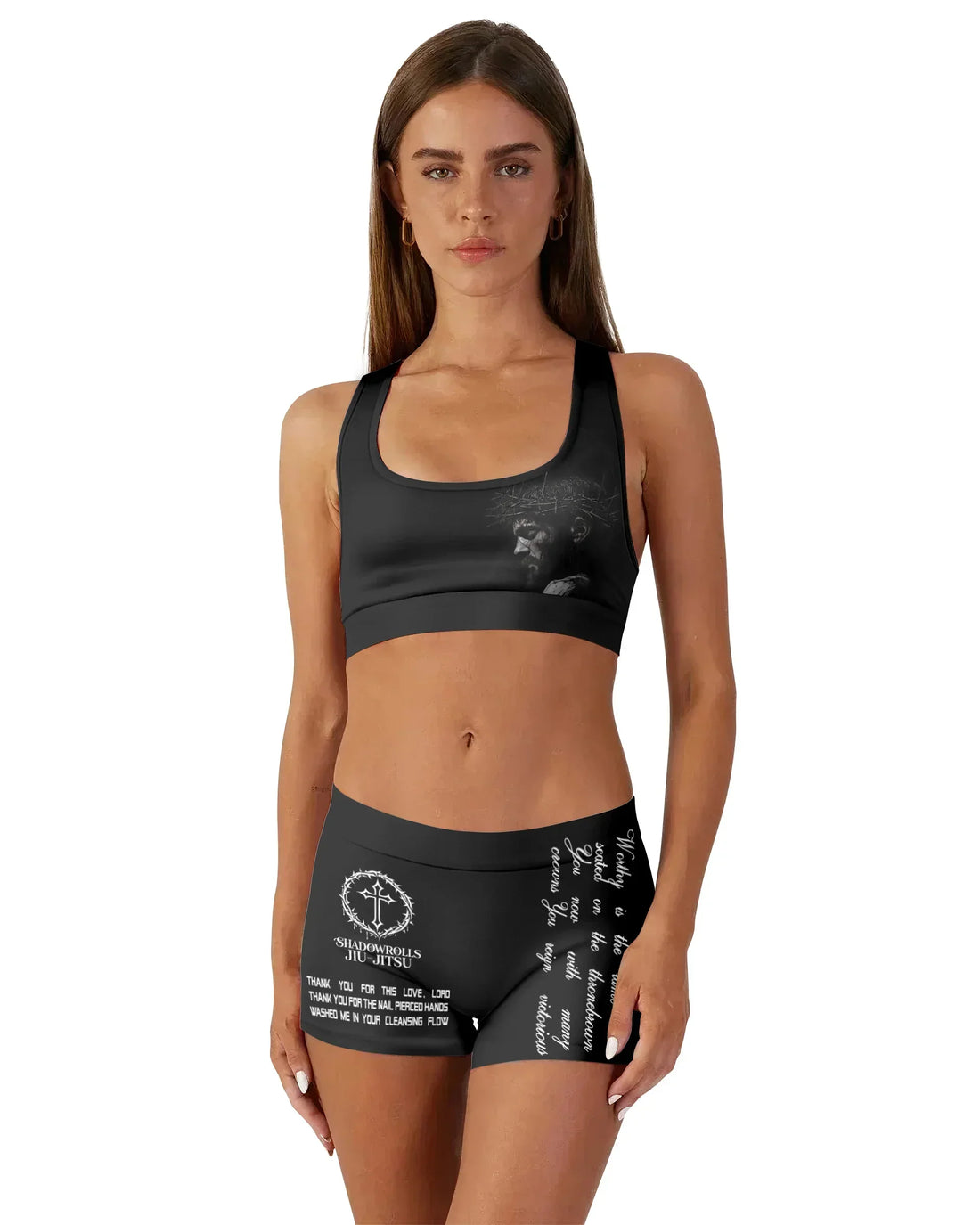 Crucified Silence Women's Workout Set - front lifestyle view