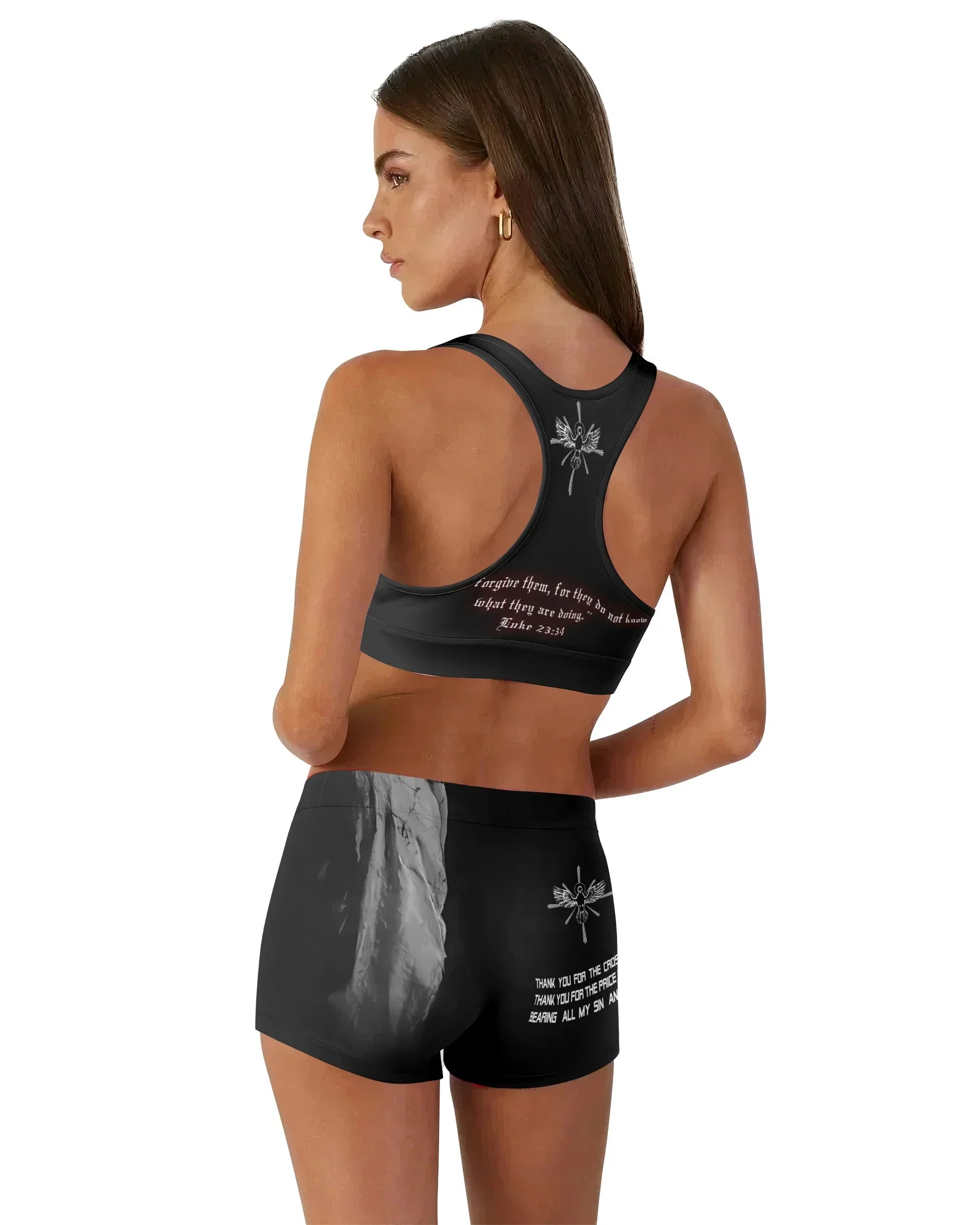Crucified Silence Women's Workout Set - back lifestyle view