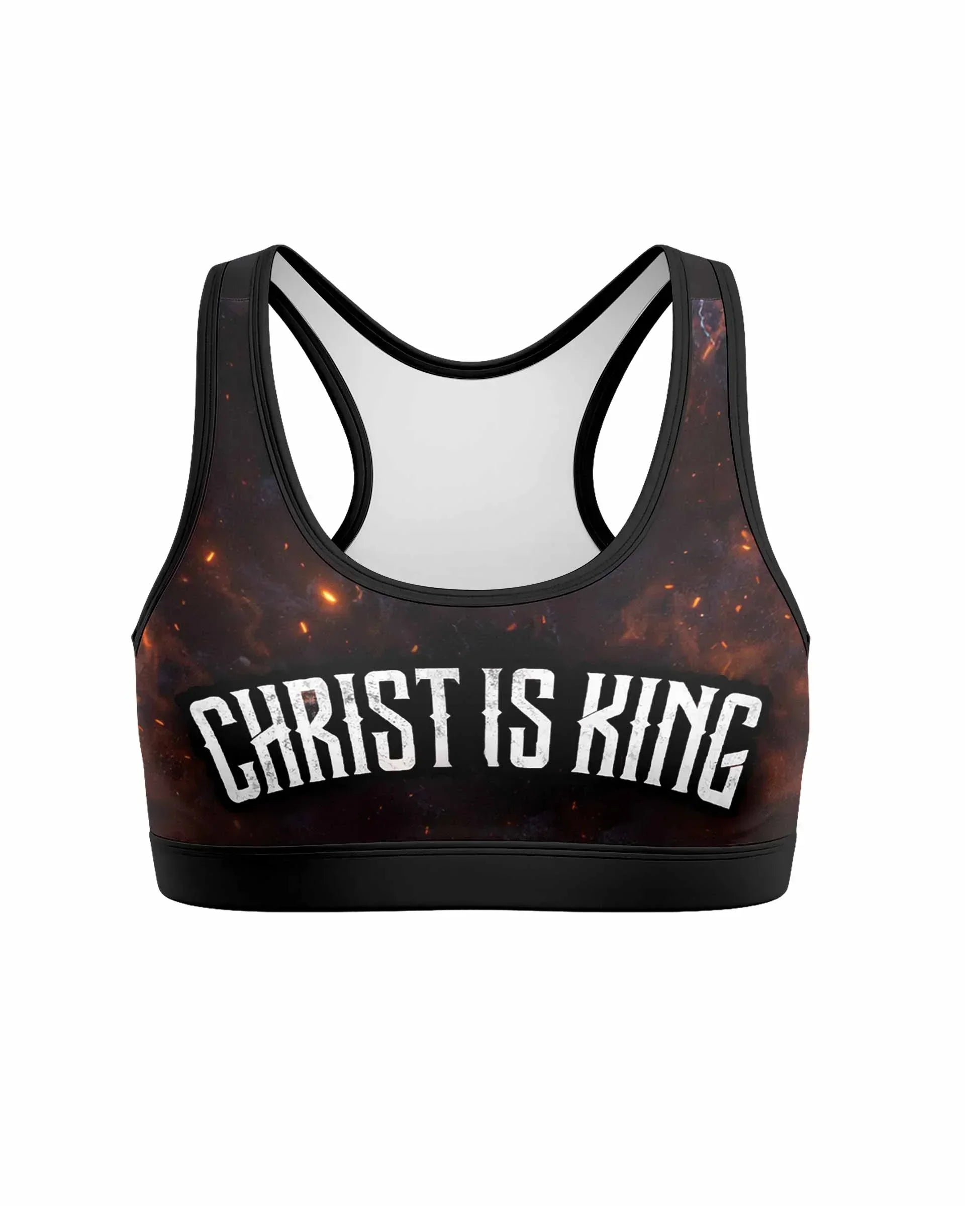Christ is King Women's Padded Sports Bra - front view mockup