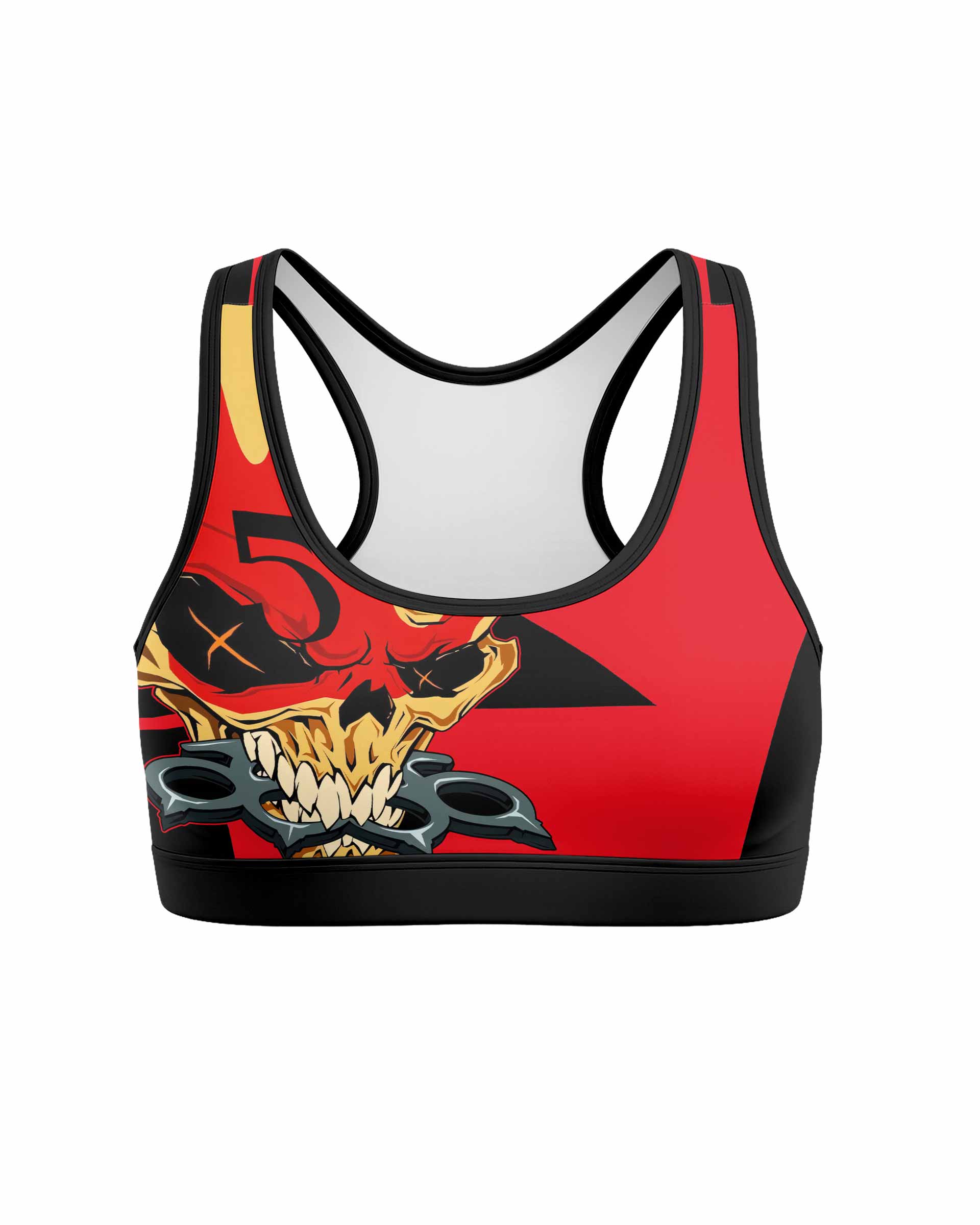 Five Finger Death Punch 5FDP Women's Padded Sports Bra - front view mockup
