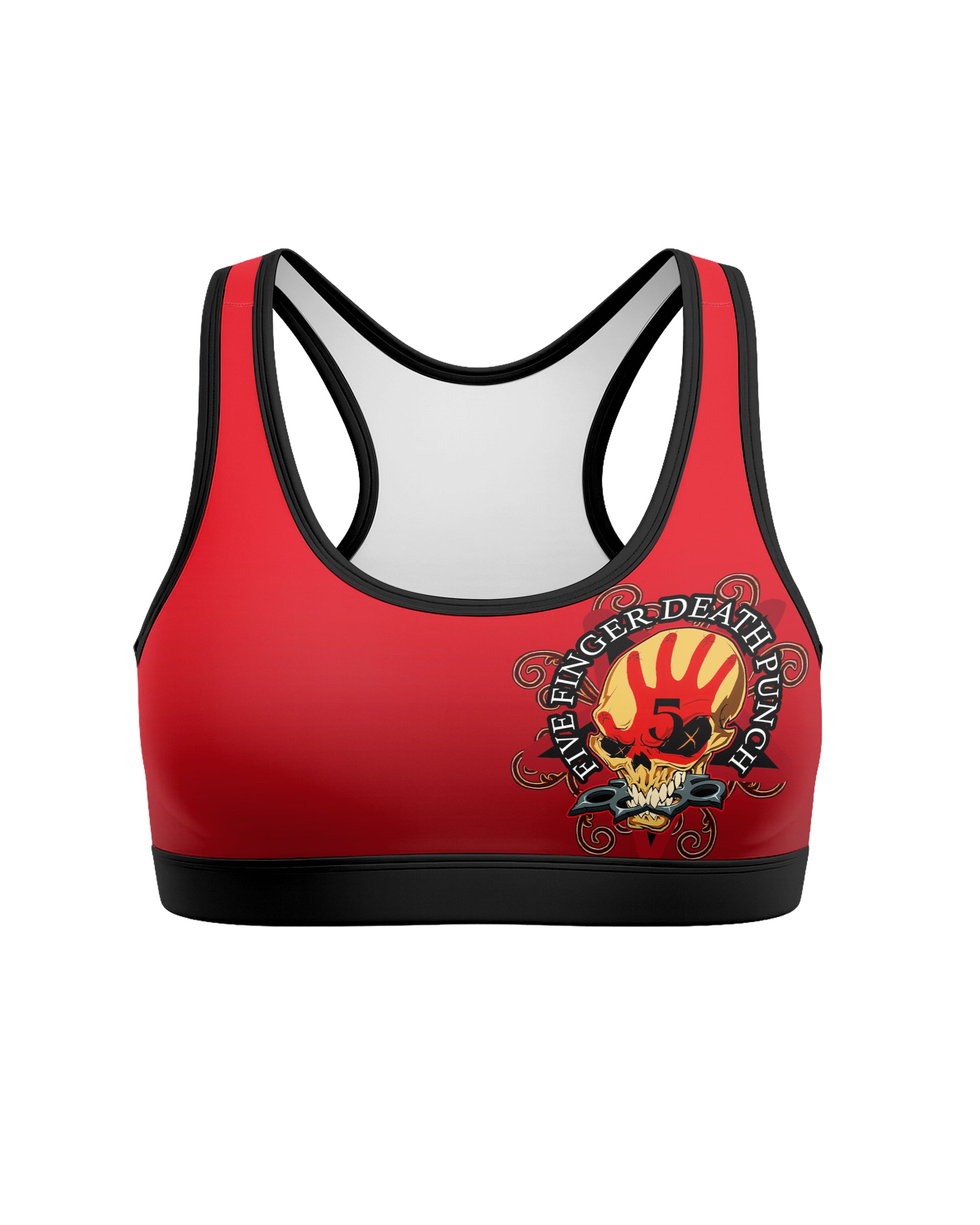5FDP Five Finger Death Punch Women's Padded Sports Bra - front view mockup