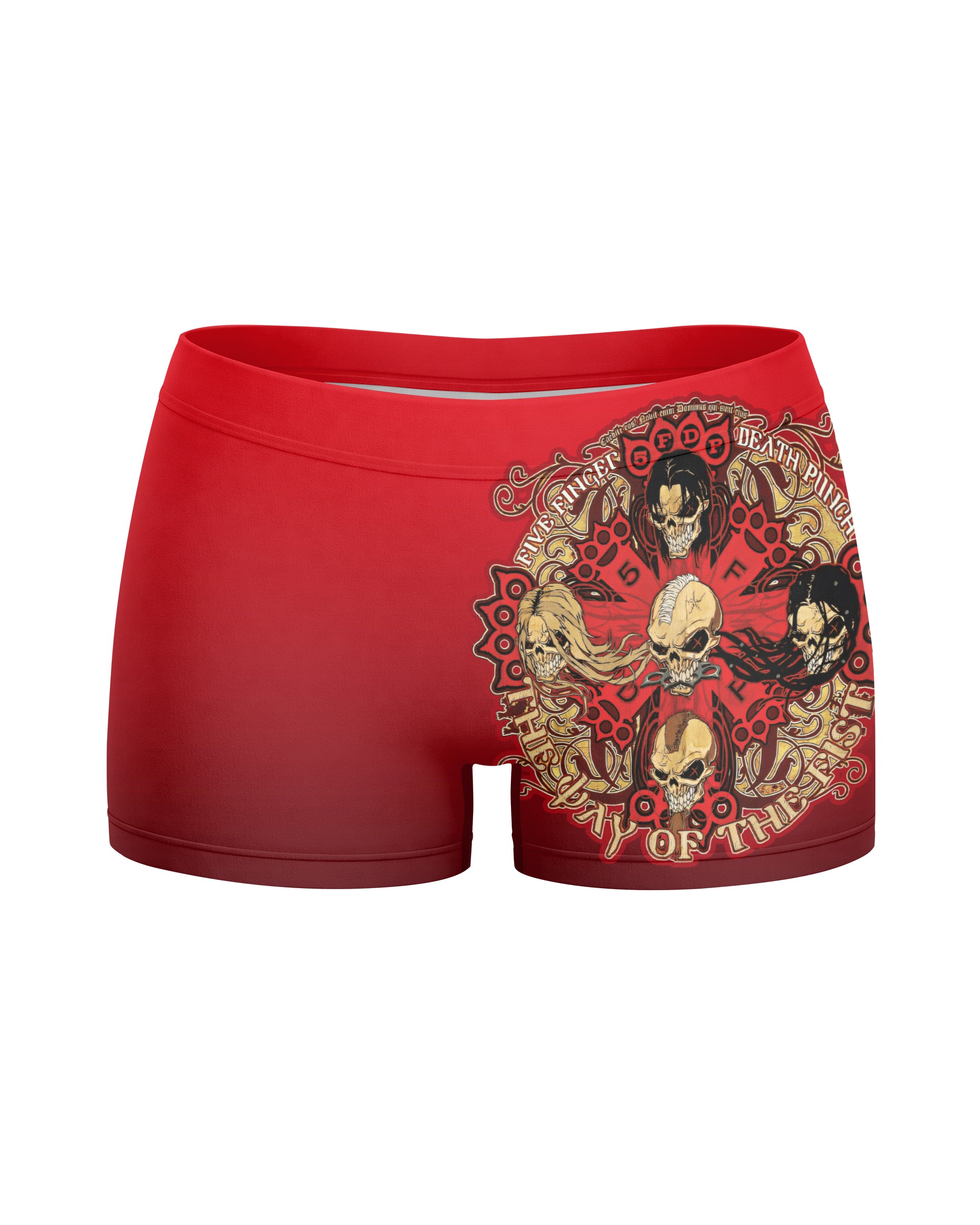 5FDP Five Finger Death Punch Women's Yoga Shorts - front view mockup