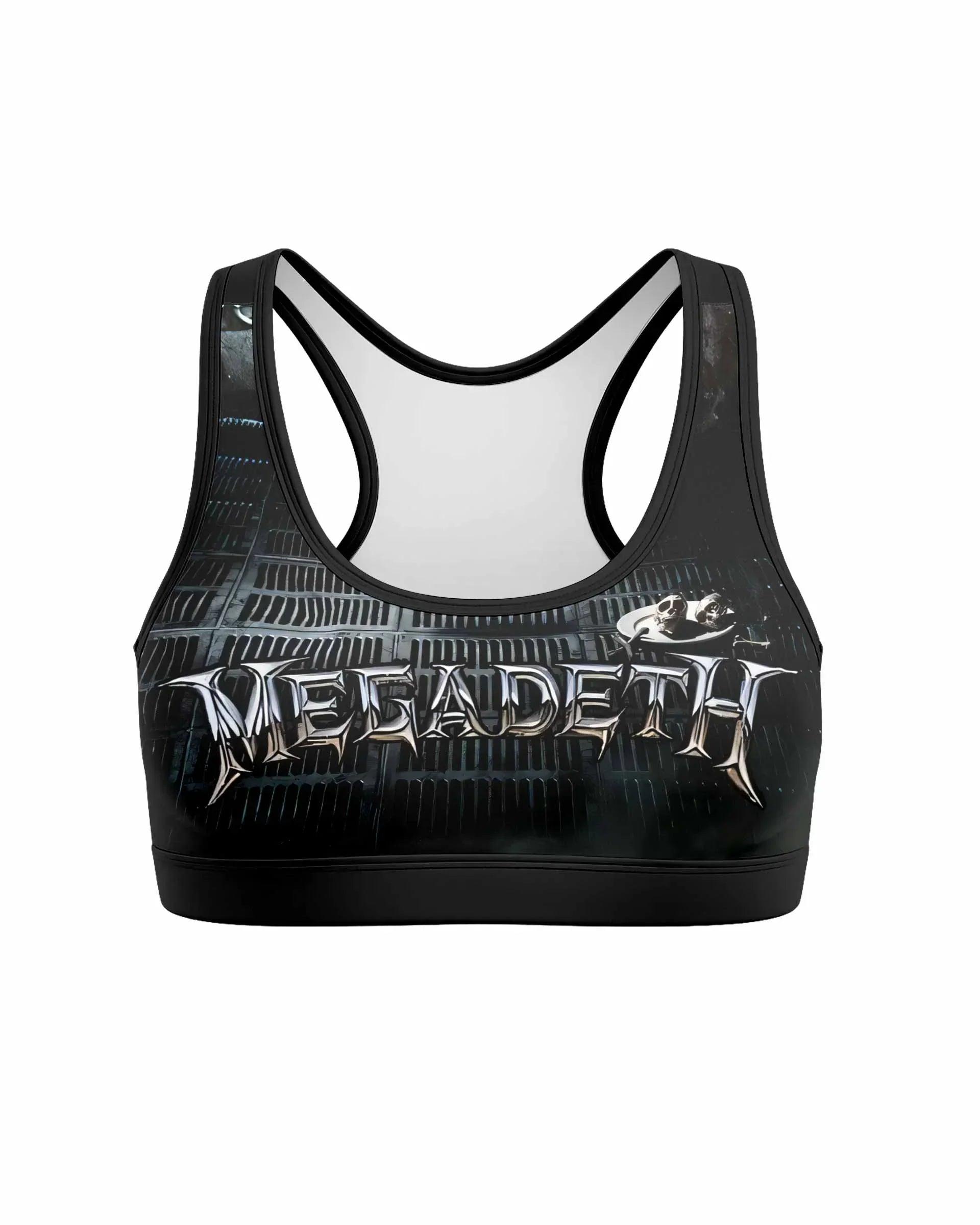 Megadeth Prison of Flesh Women's Padded Sports Bra - front view mockup