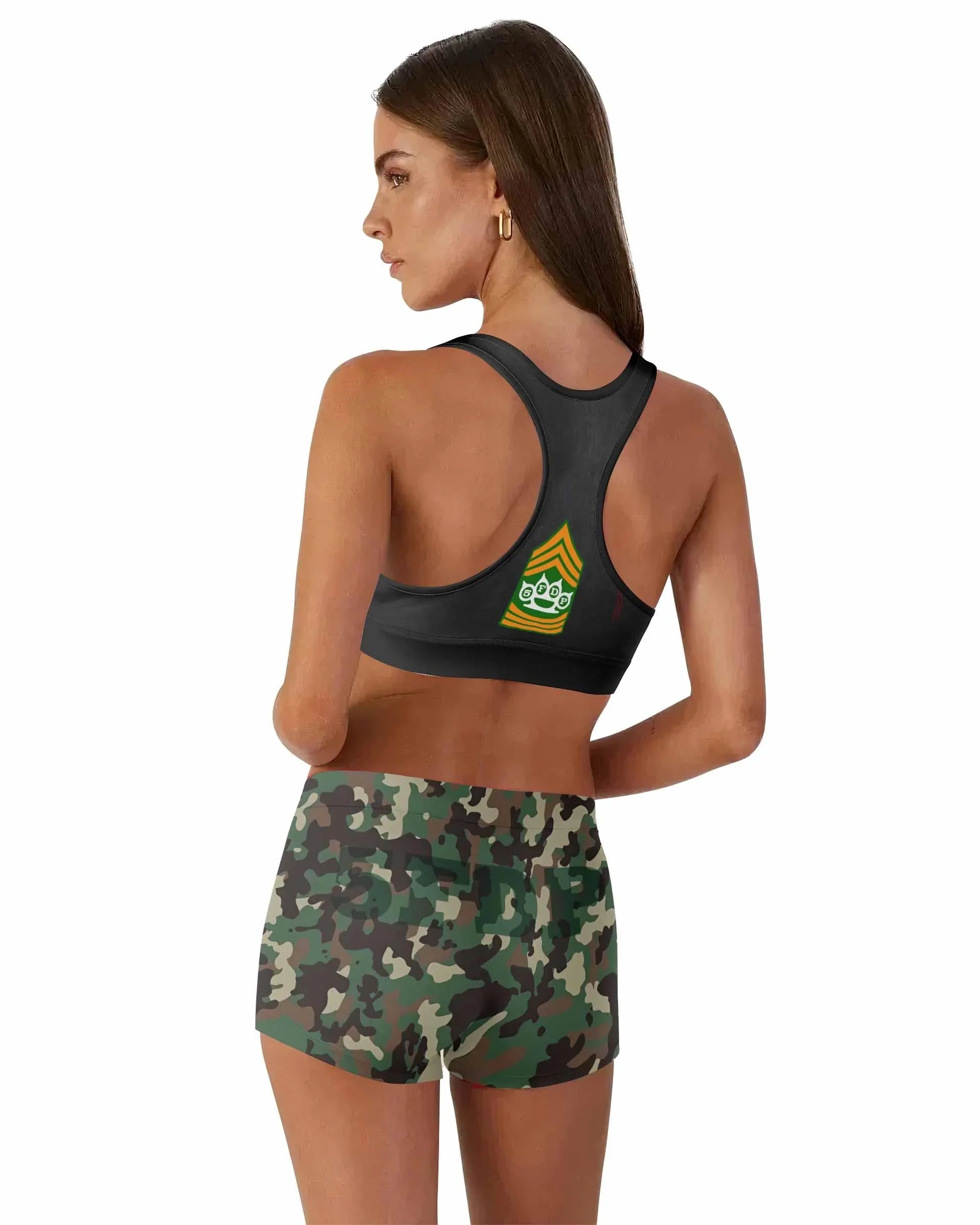 Five Finger Death Punch Camo Women's Workout Set - back lifestyle view
