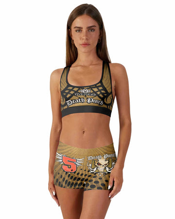 Five Finger Death Punch Gold V Women's Workout Set - front lifestyle view