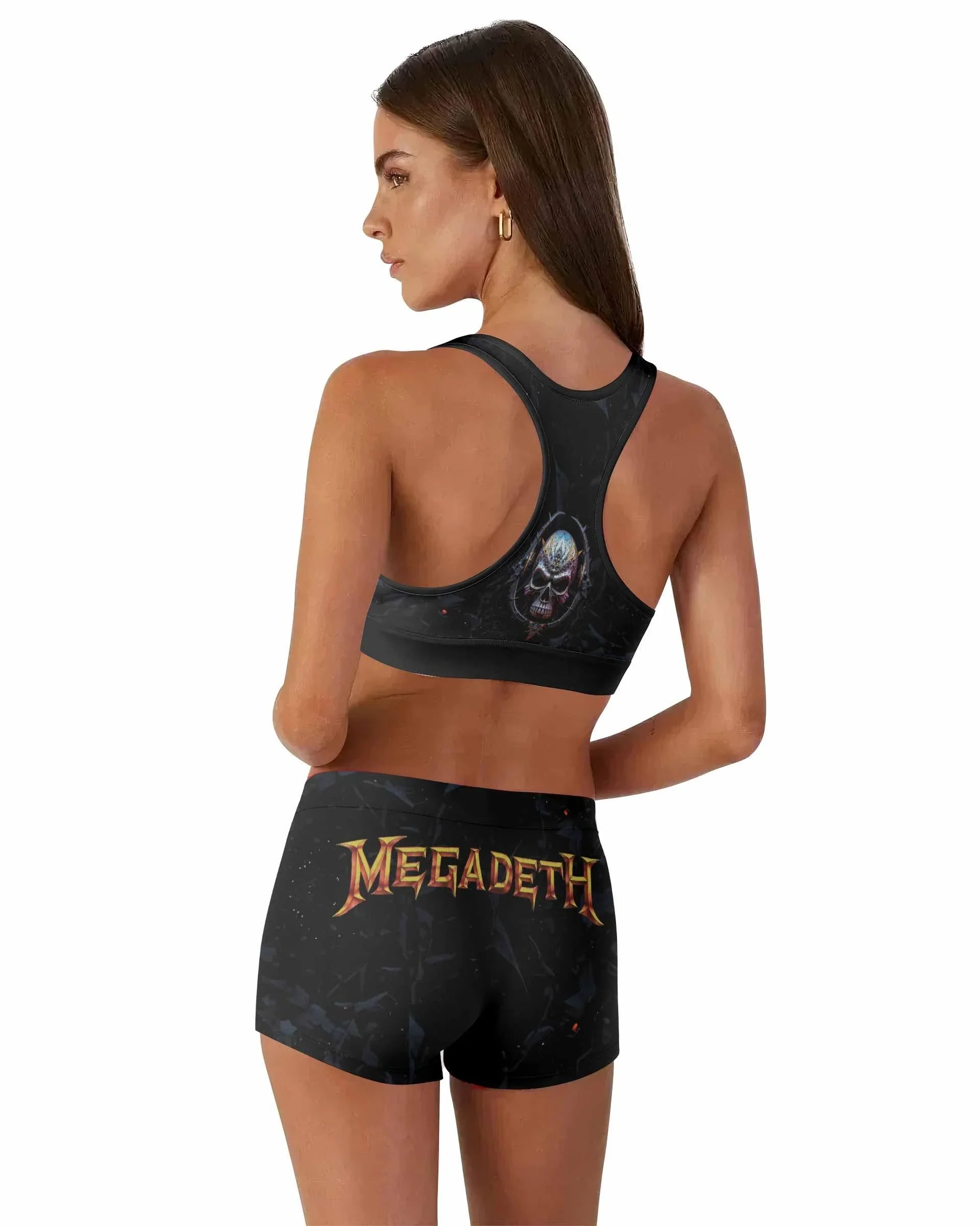 Megadeth Vic Rattlehead Women's Workout Set - back lifestyle view
