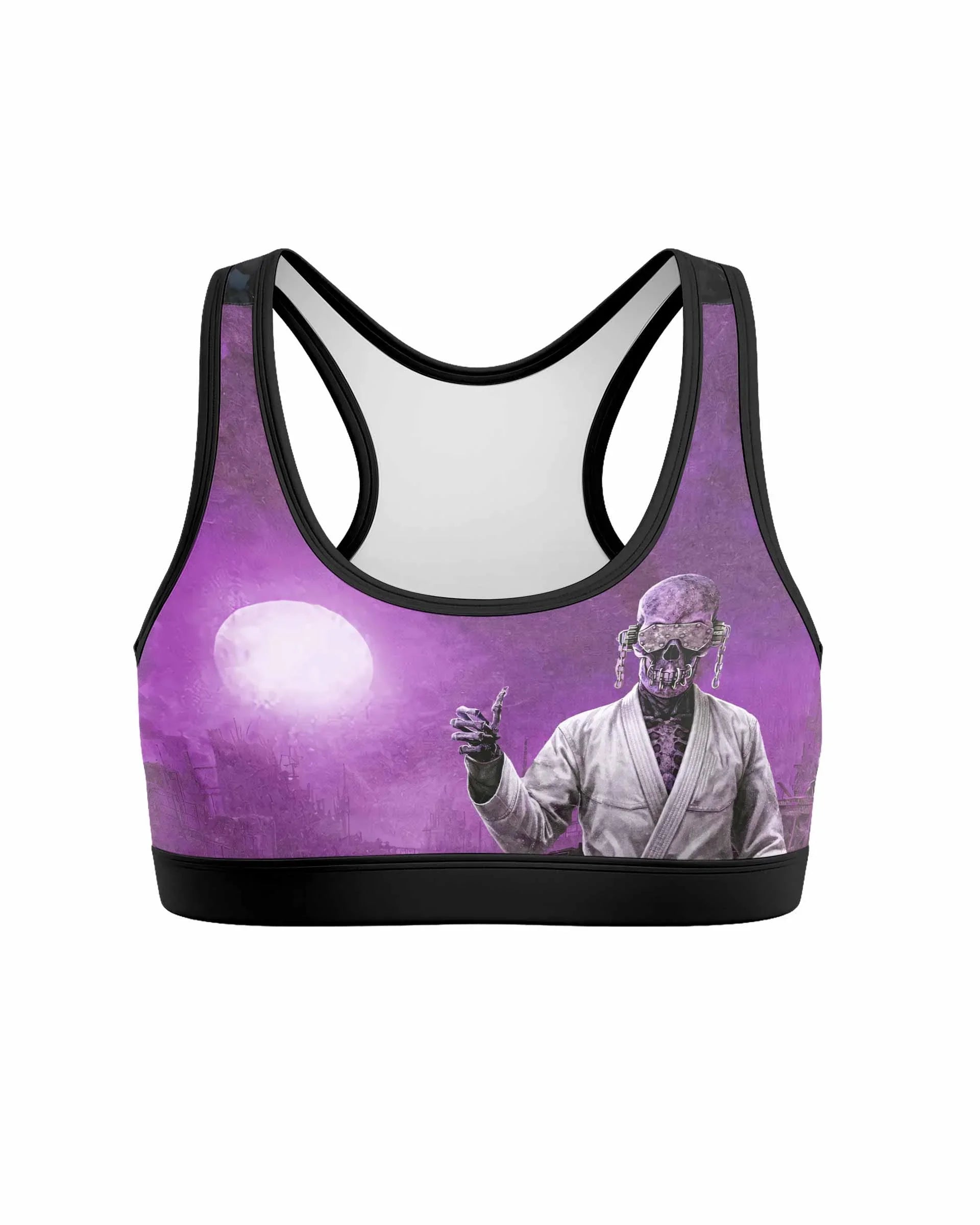 Megadeth Vic Rattlehead Women's Padded Sports Bra - front view mockup