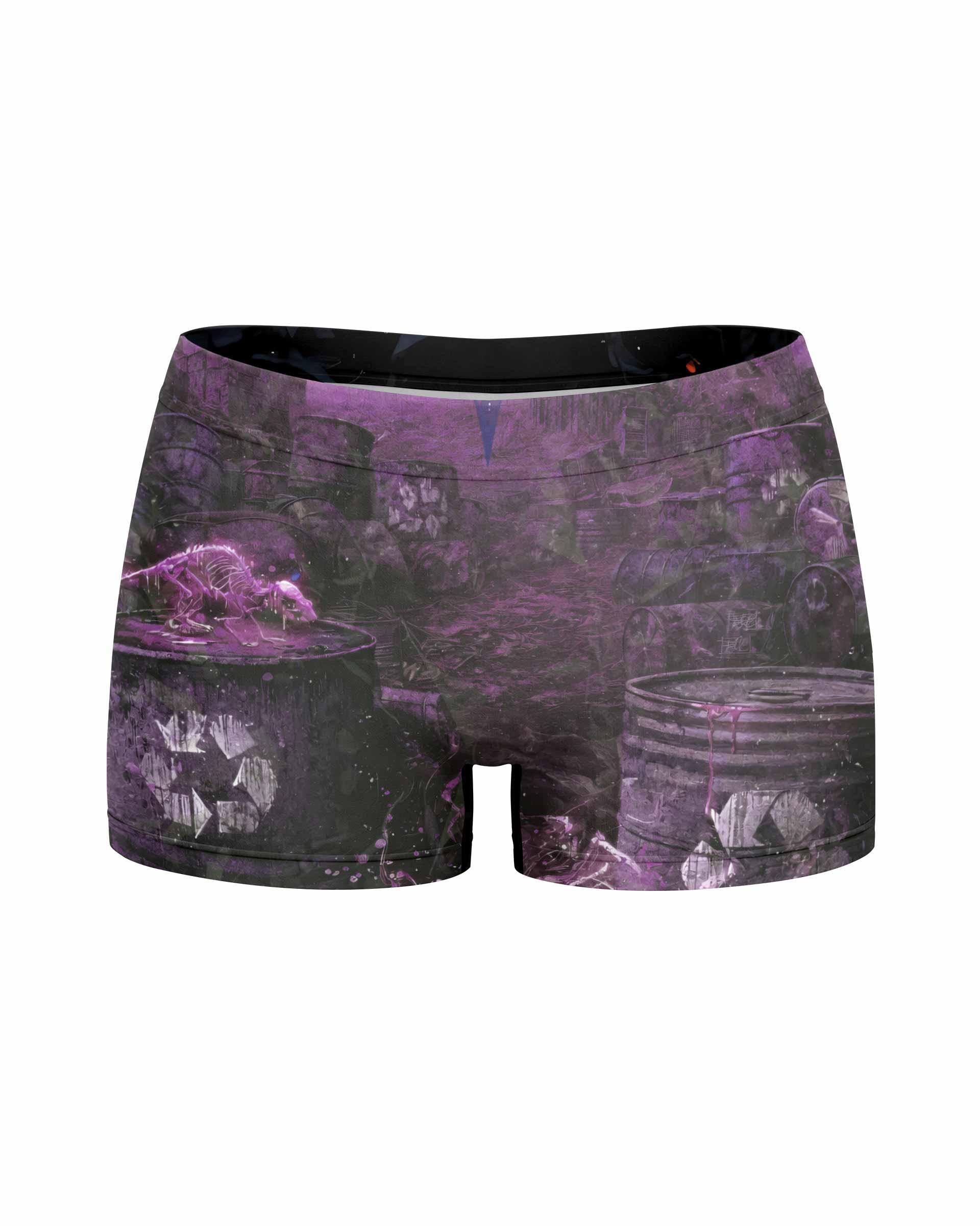 Megadeth Vic Rattlehead Women's Yoga Shorts - front view mockup