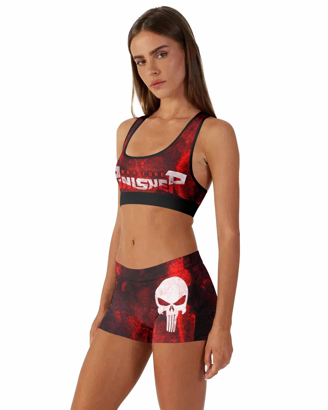 Punisher War Zone Women's Workout Set - front lifestyle view