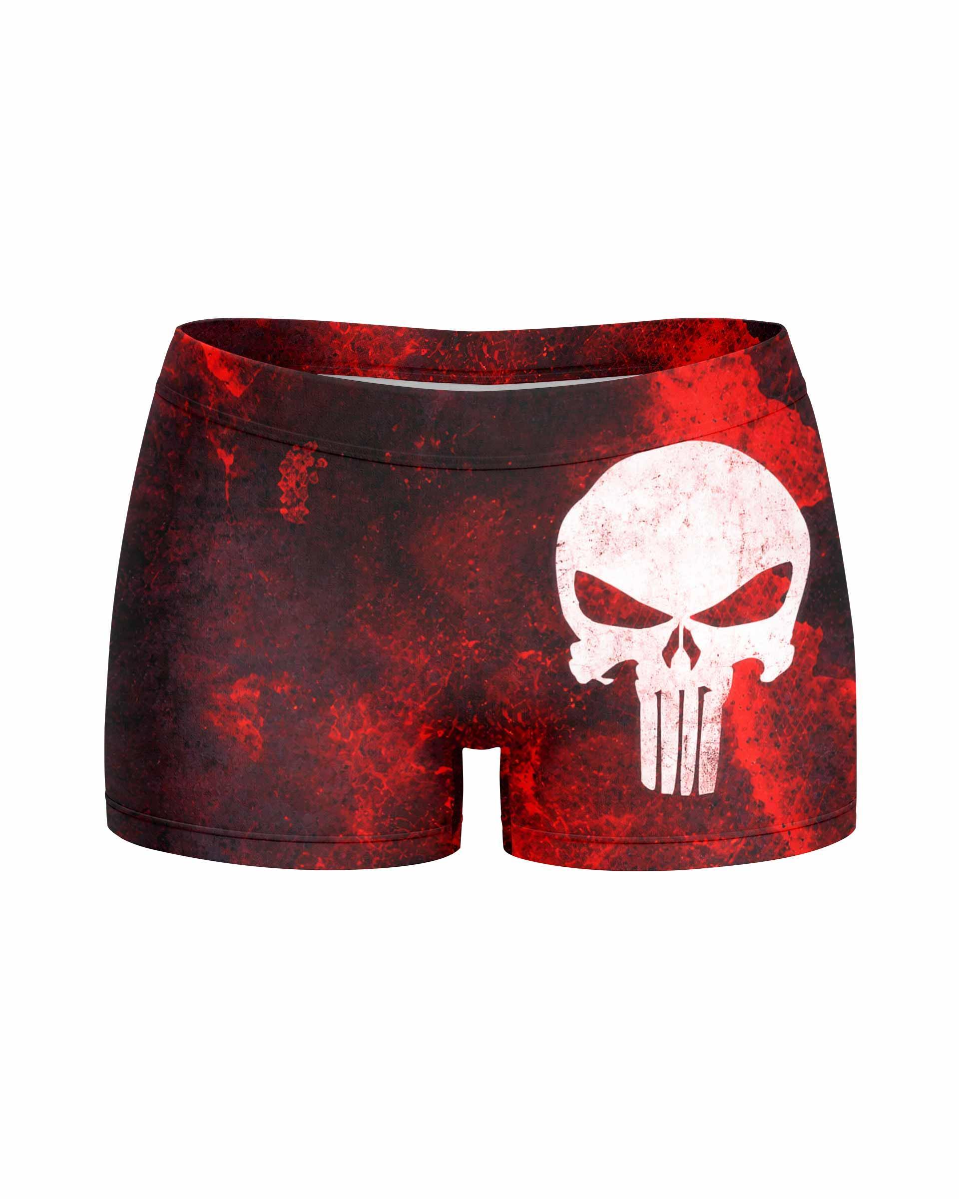 Punisher War Zone Women's Yoga Shorts - front view mockup