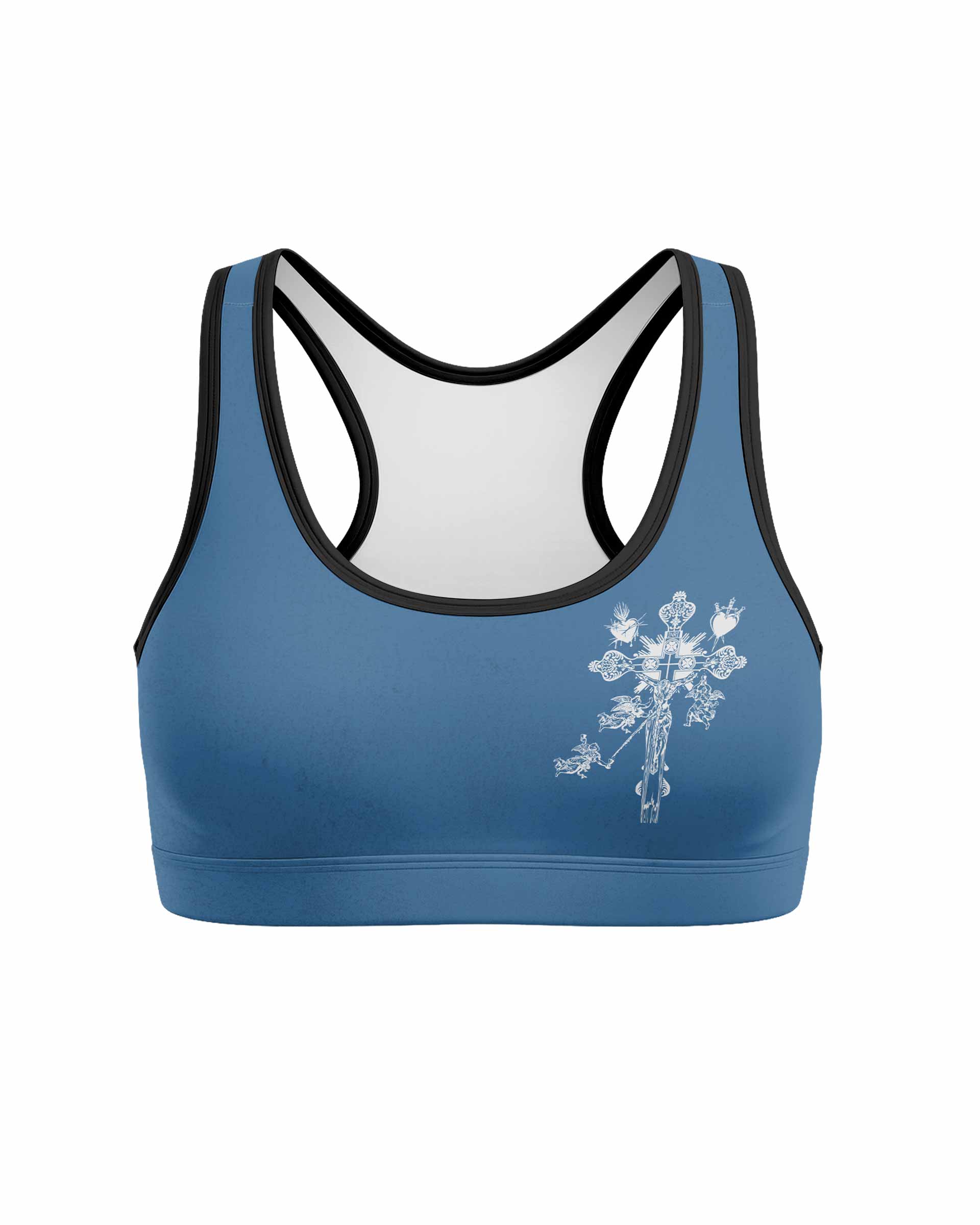 Our Lady of Sorrows Women's Padded Sports Bra - front view mockup