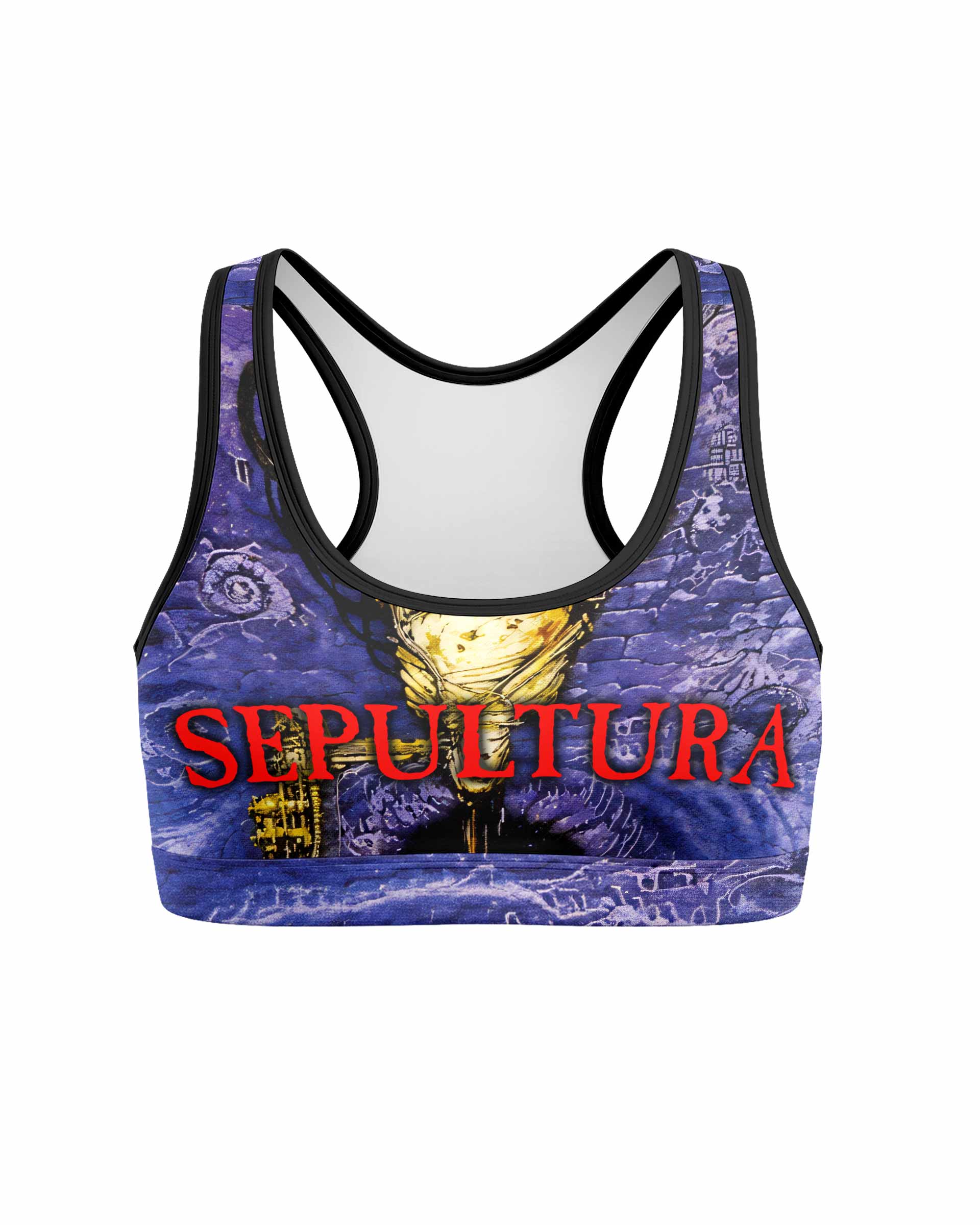 Sepultura Chaos A.D Women's Padded Sports Bra - front view mockup