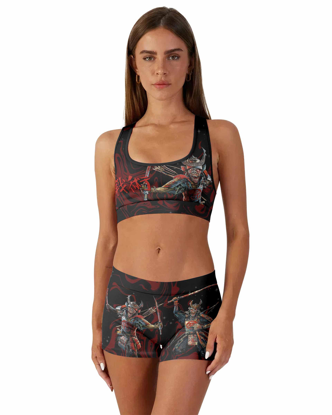 Iron Maiden Senjutsu Samurai Eddie Women's Workout Set - front lifestyle view