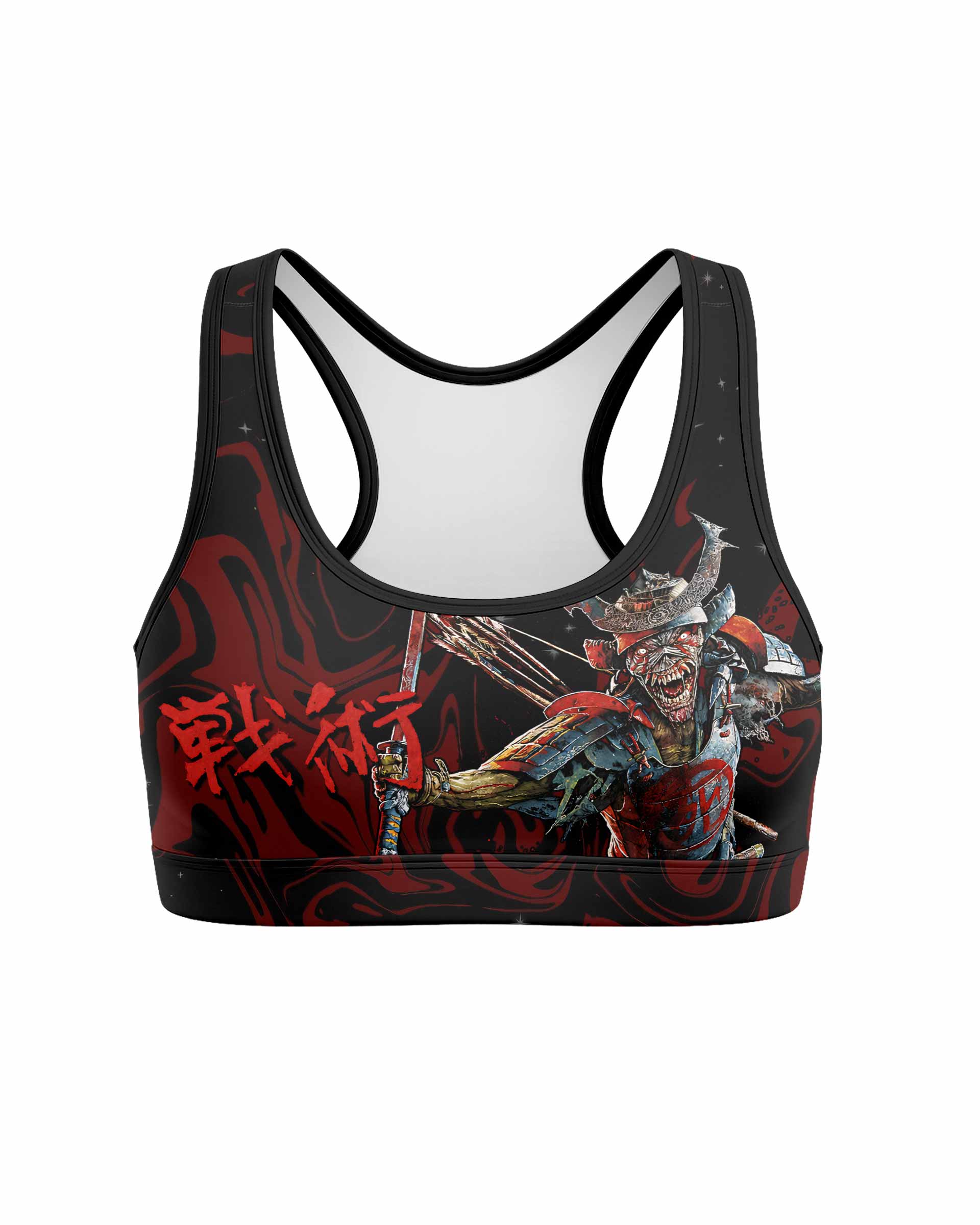 Iron Maiden Senjutsu Samurai Eddie Women's Padded Sports Bra - front view mockup
