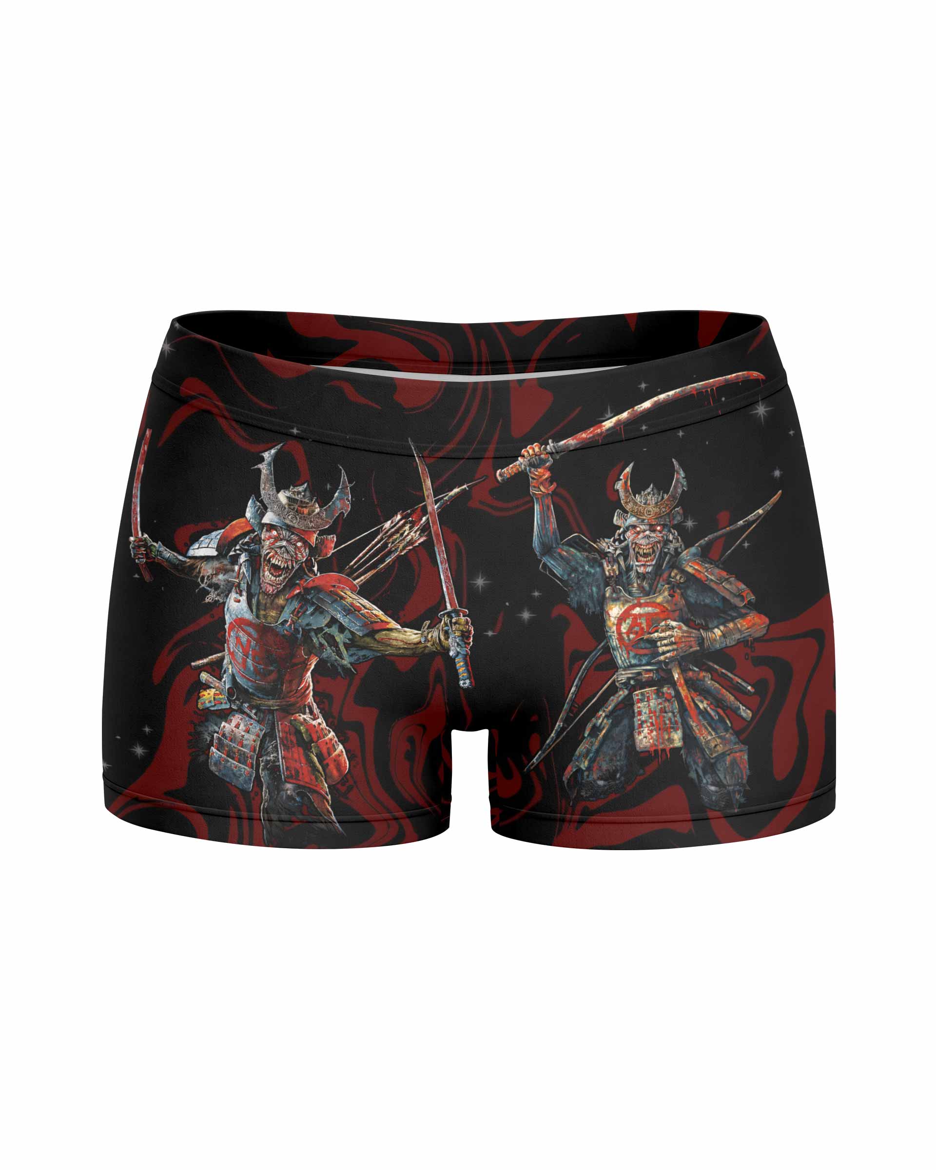 Iron Maiden Senjutsu Samurai Eddie Women's Yoga Shorts - front view mockup