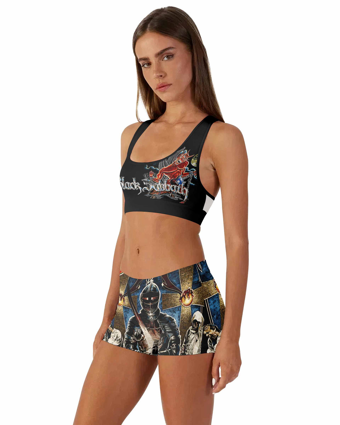 Black Sabbath Live Evil Women's Workout Set - front lifestyle view