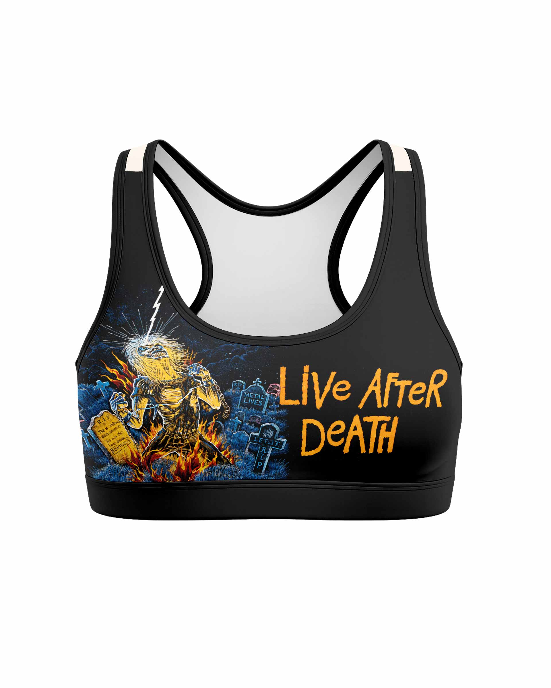 Iron Maiden Live After Death Women's Padded Sports Bra - front view mockup