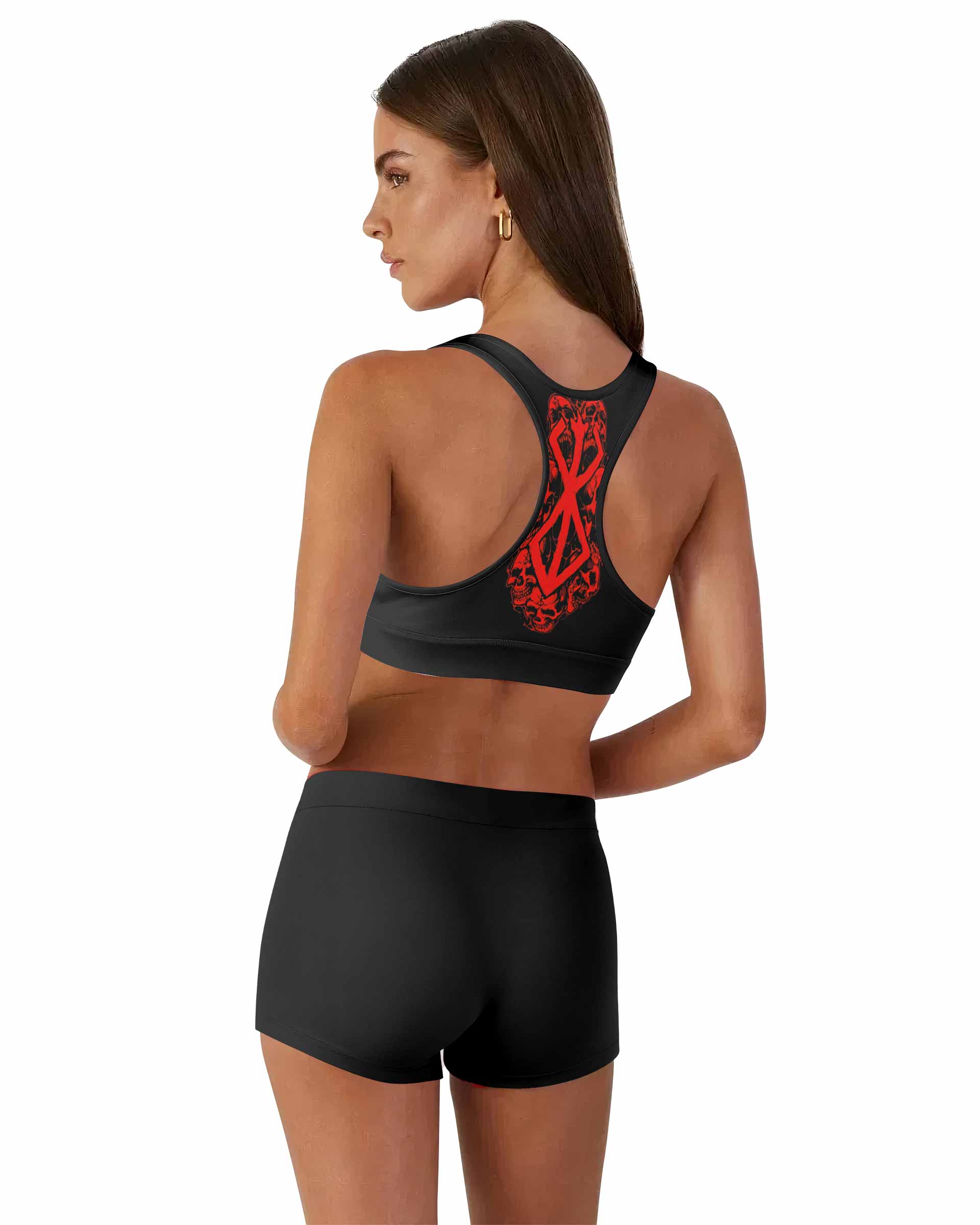 Berserk Metal Skull Knight Women's Workout Set - back lifestyle view