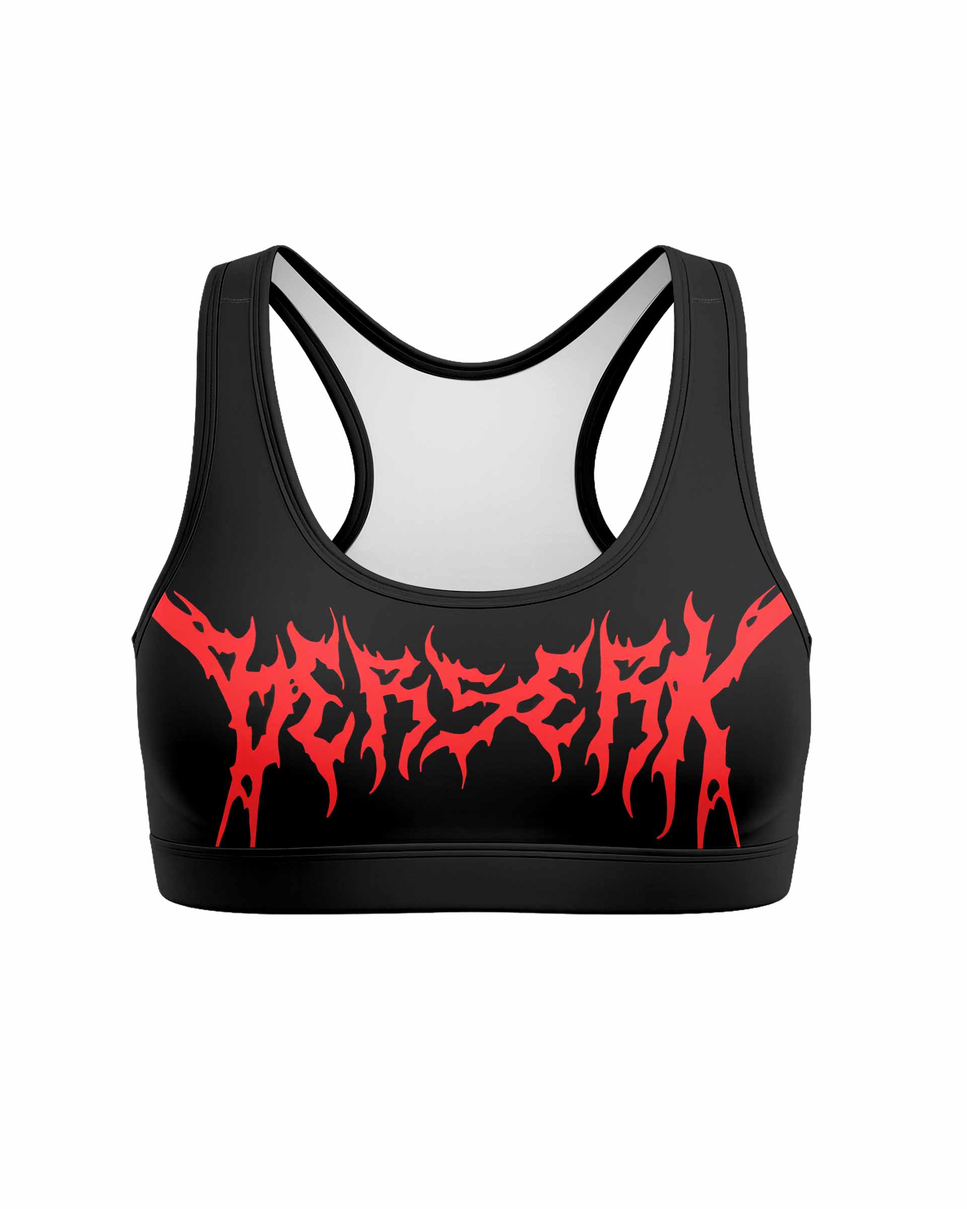 Berserk Metal Skull Knight Women's Padded Sports Bra - front view mockup