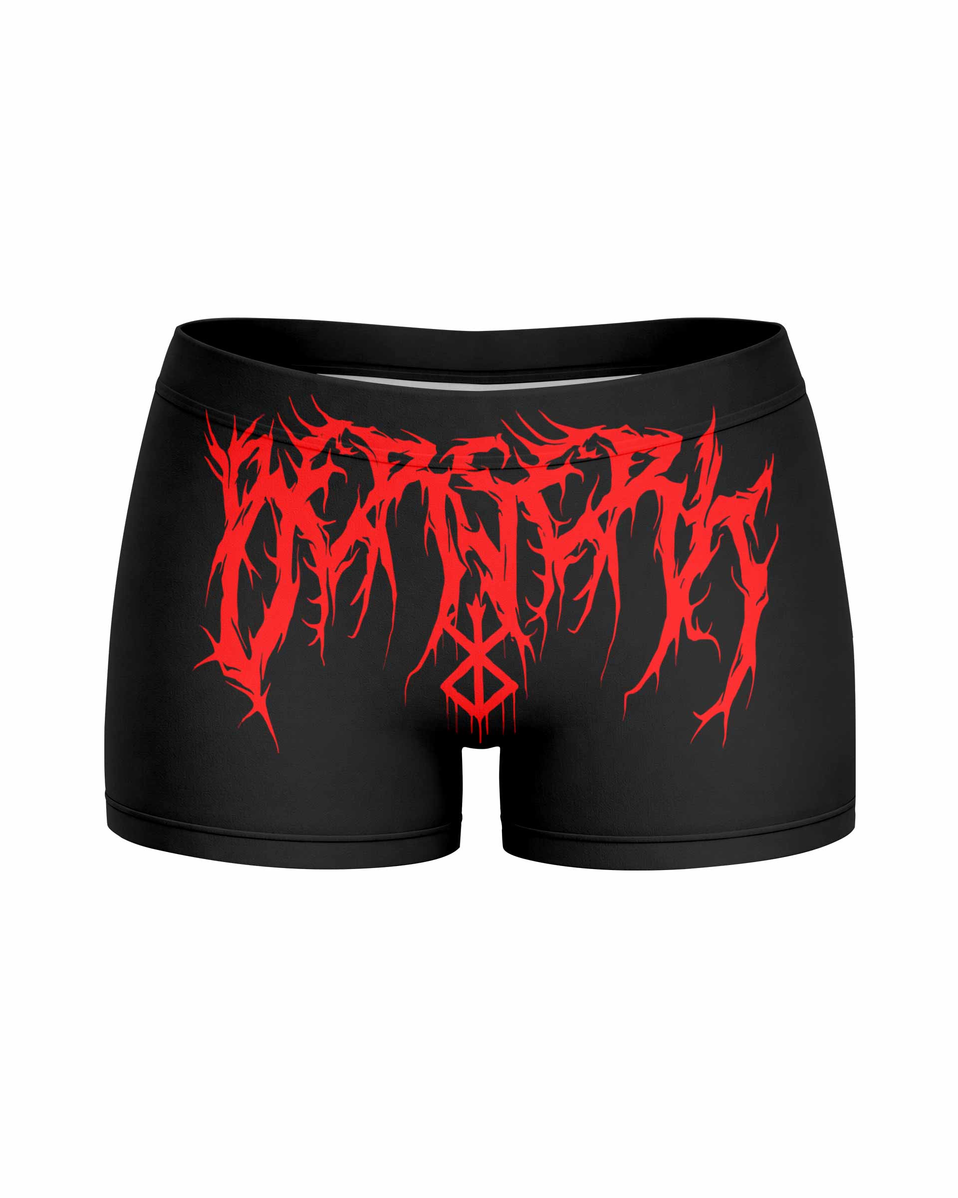 Berserk Metal Skull Knight Women's Yoga Shorts - front view mockup