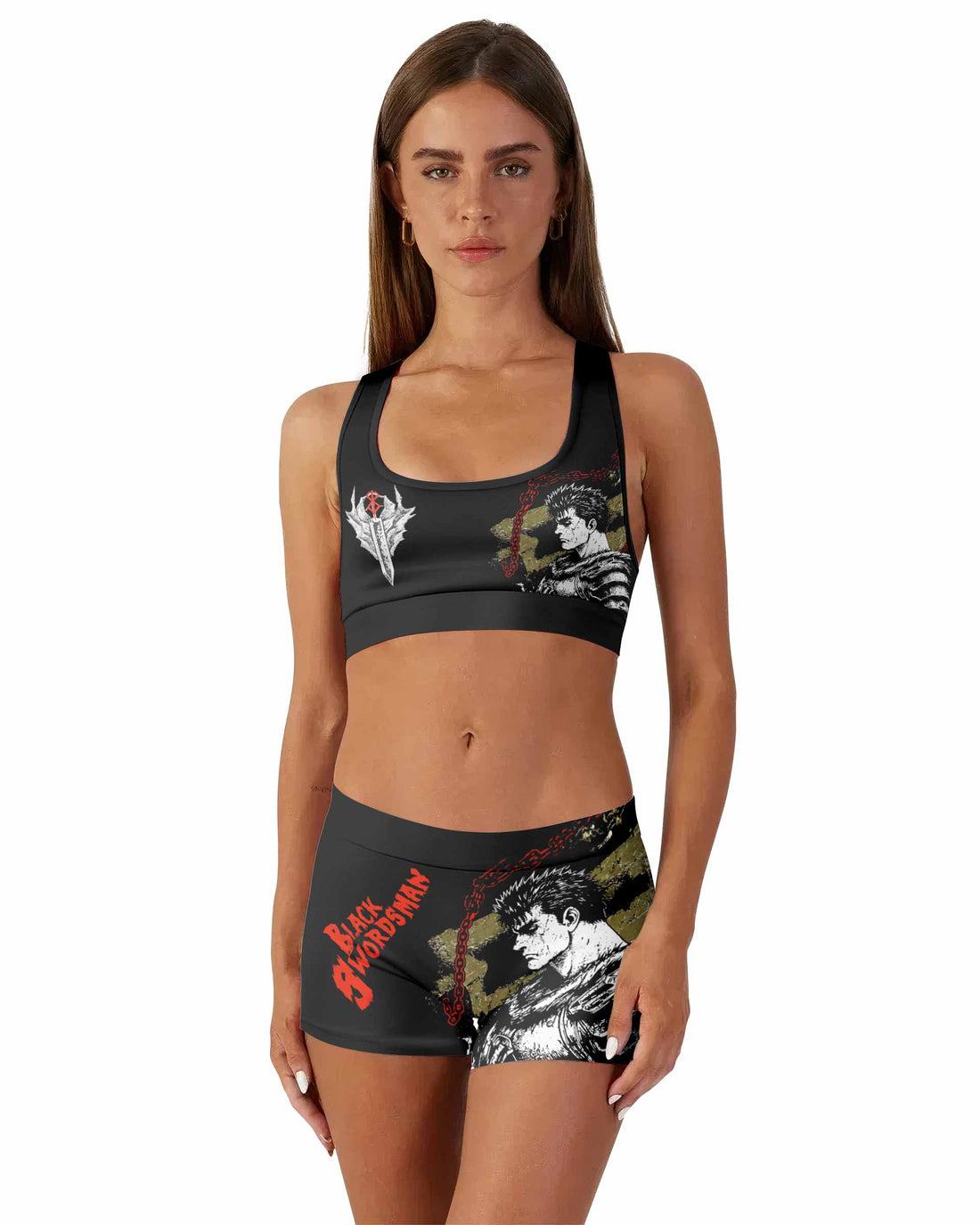 Berserk Black Swordsman Guts Women's Workout Set - front lifestyle view