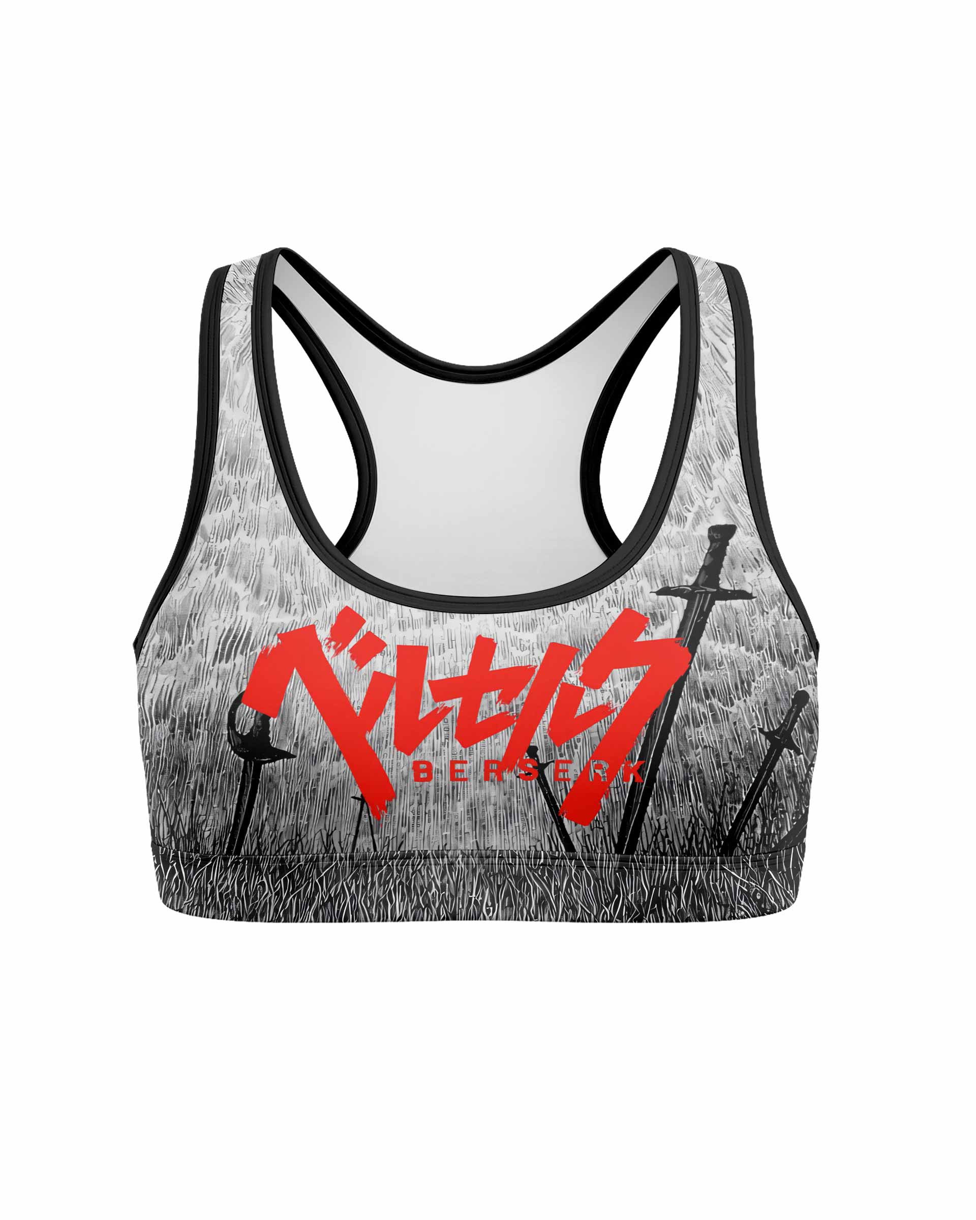 Berserk Eclipse Women's Padded Sports Bra - front view mockup