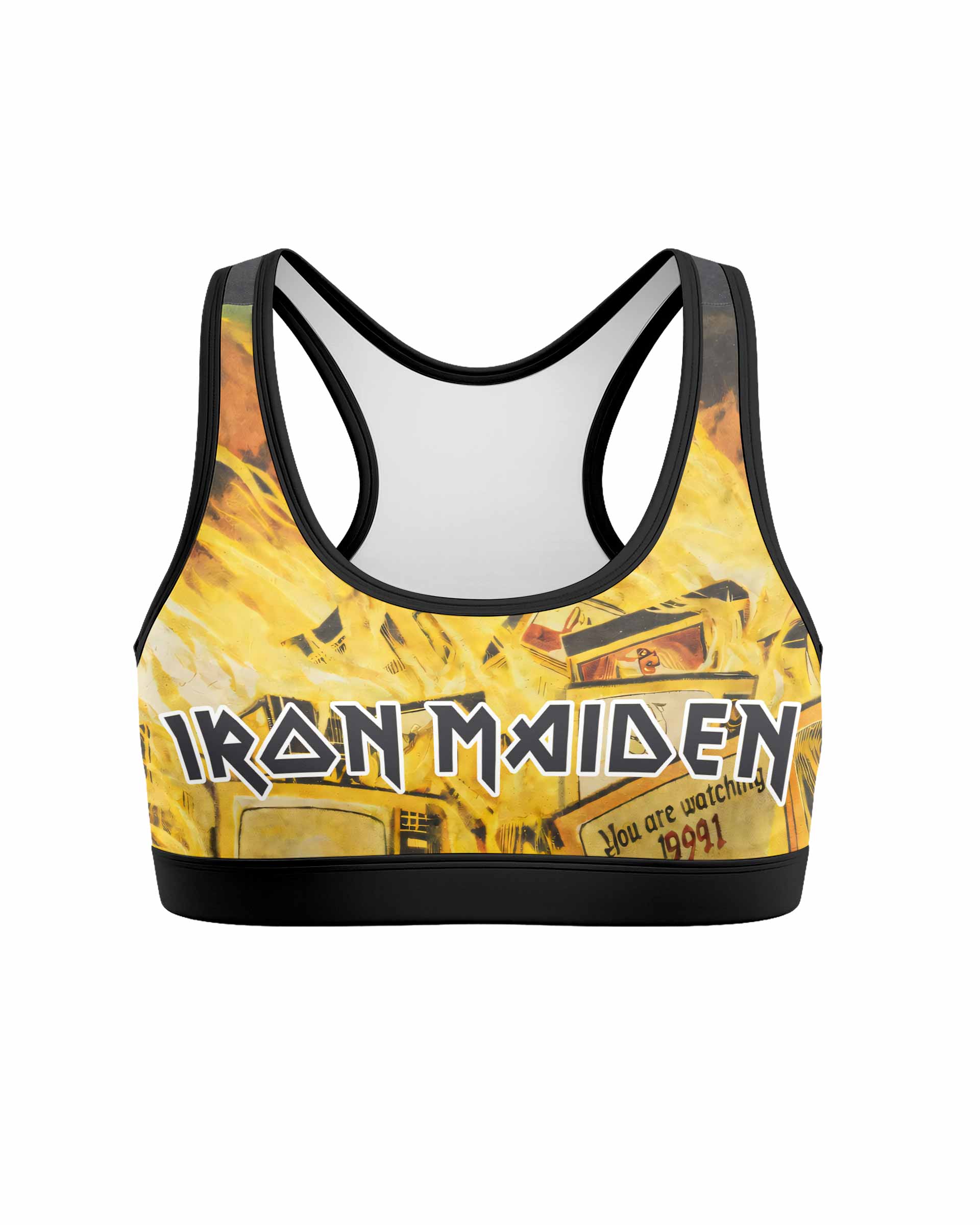 Iron Maiden Holy Smoke Women's Padded Sports Bra - front view mockup