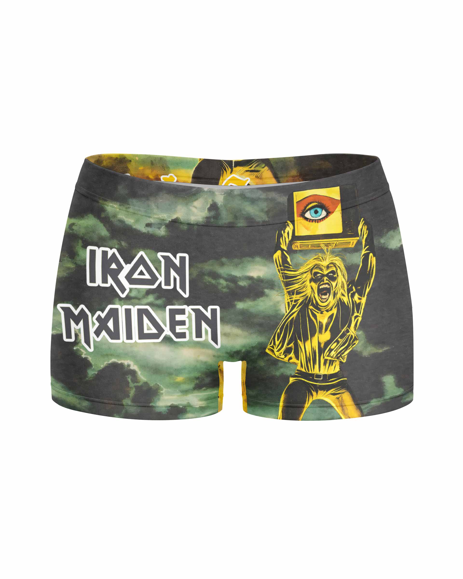 Iron Maiden Holy Smoke Women's Yoga Shorts - front view mockup