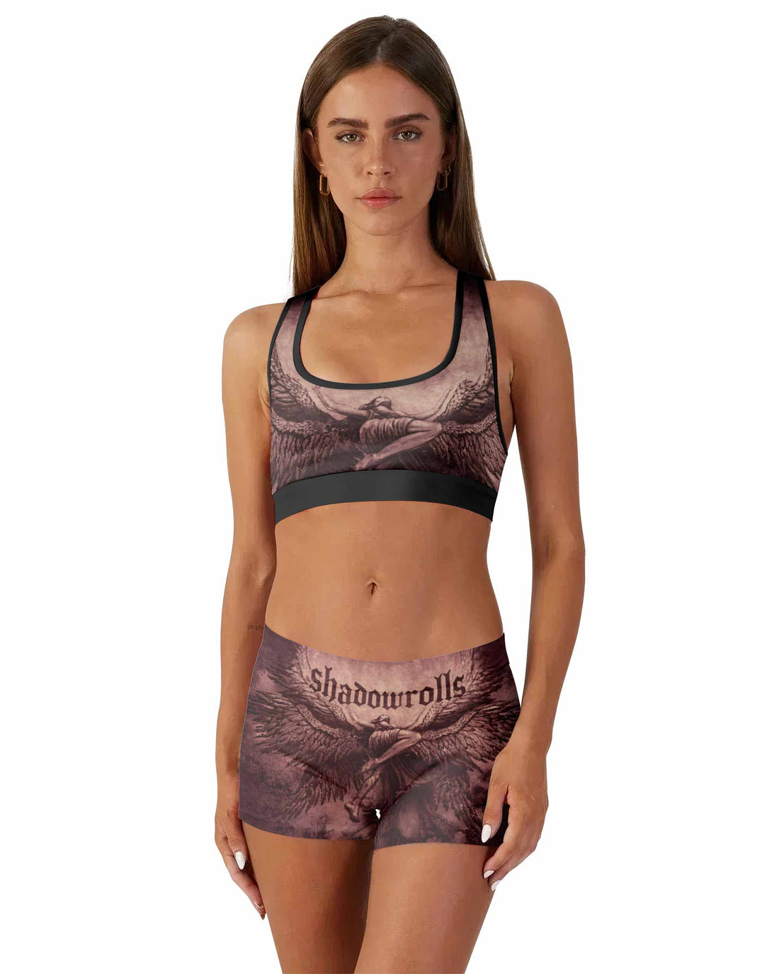 Bones of Grace Dark Angel Women's Workout Set - front lifestyle view