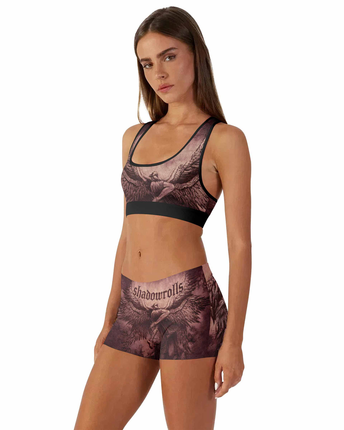 Bones of Grace Dark Angel Women's Workout Set - front lifestyle view