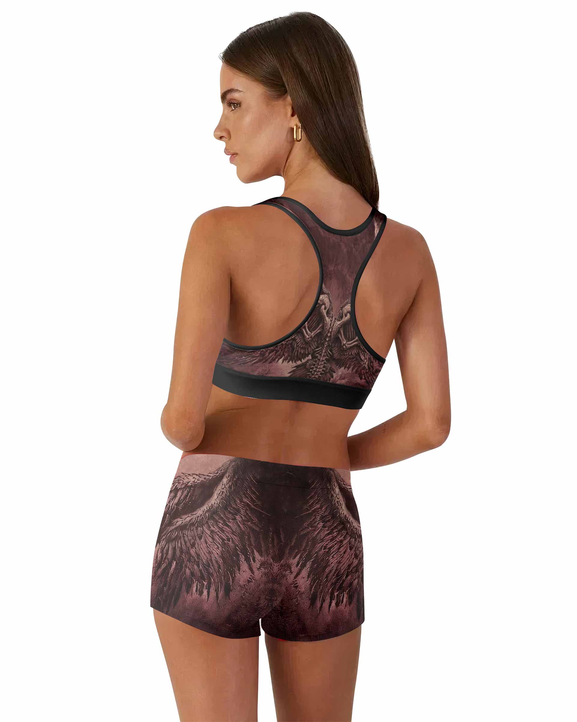 Bones of Grace Dark Angel Women's Workout Set - back lifestyle view