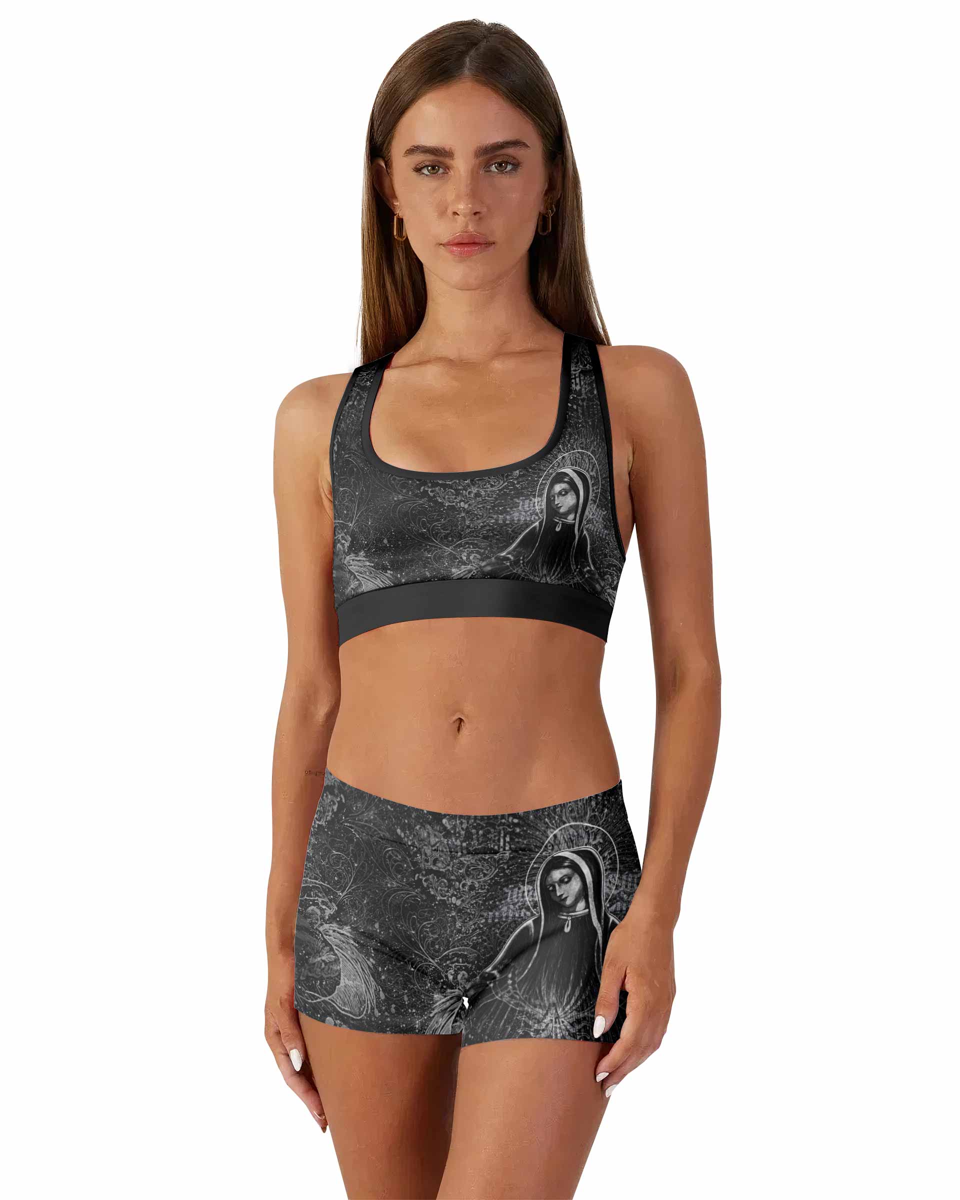 Virgin Mary Women's Workout Set - front lifestyle view