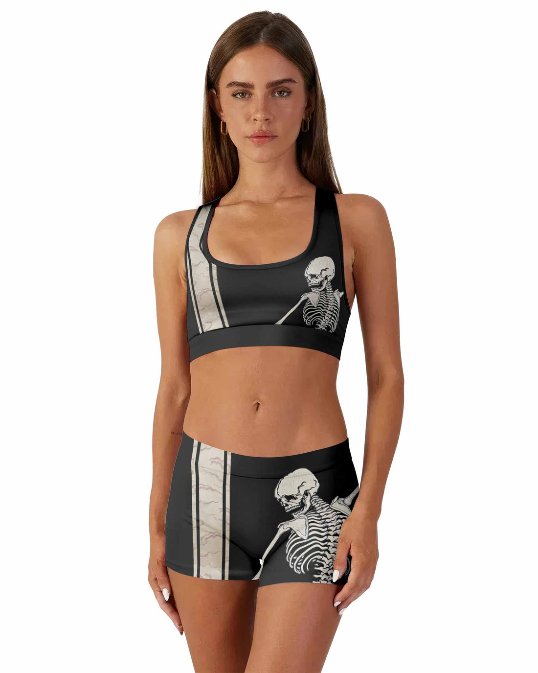 Bare Bones Skeleton Women's Workout Set - front lifestyle view