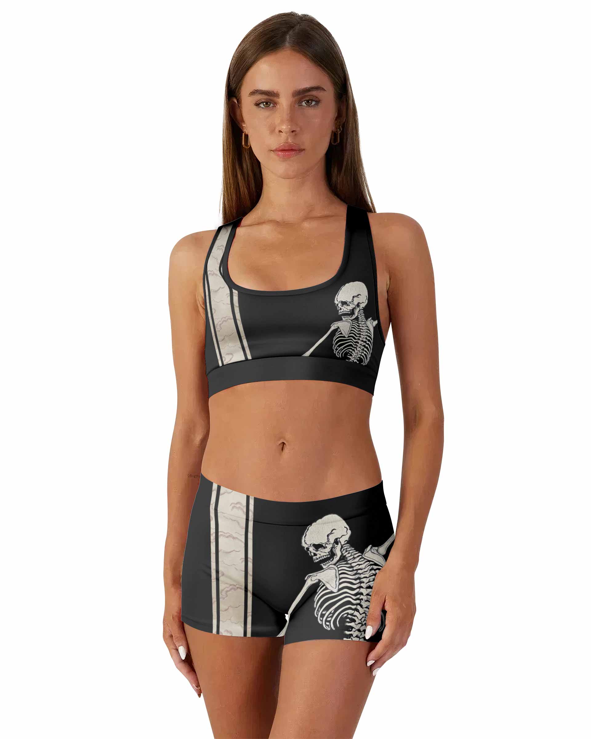 Bare Bones Skeleton Women's Workout Set - front lifestyle view