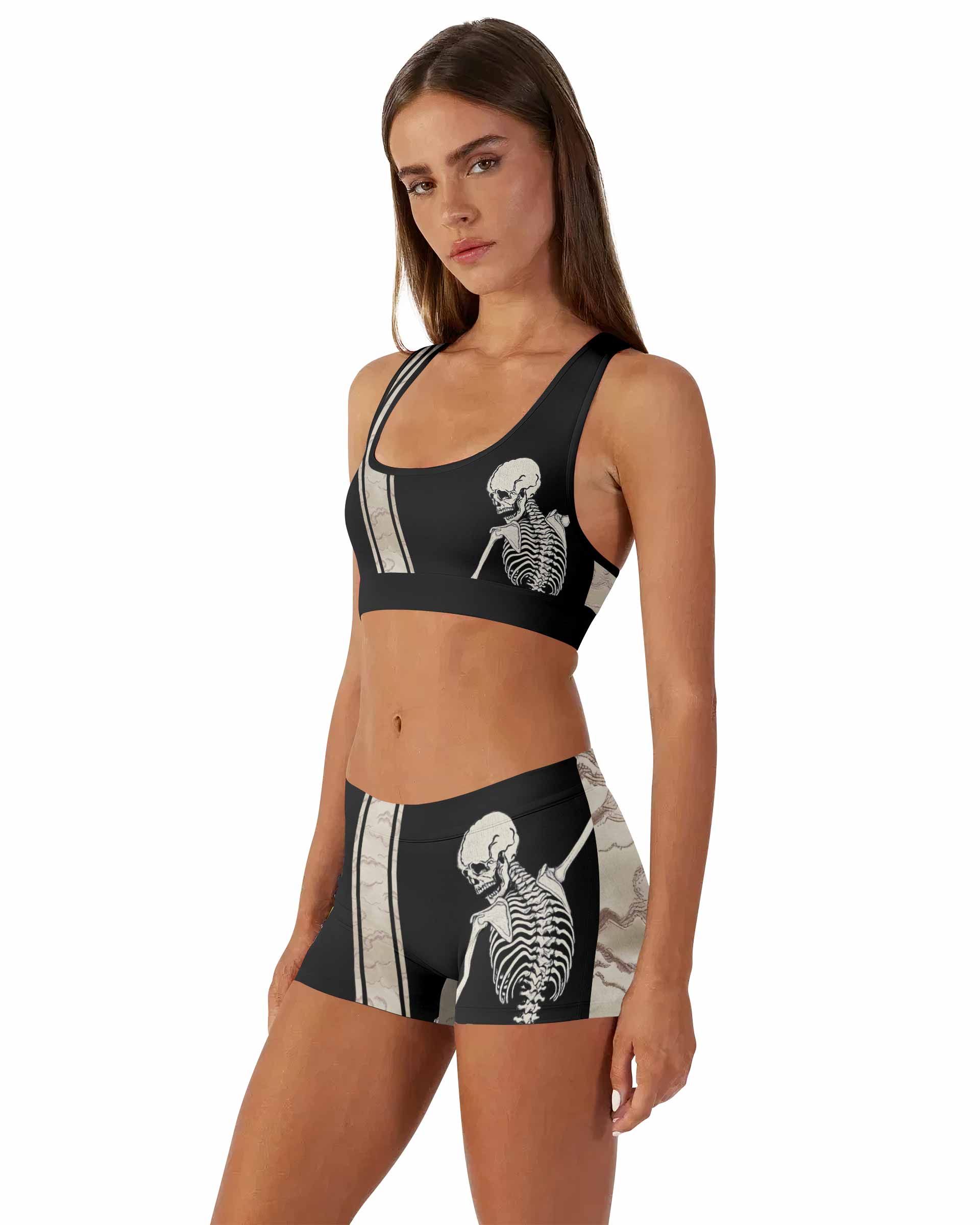 Bare Bones Skeleton Women's Workout Set - side lifestyle view