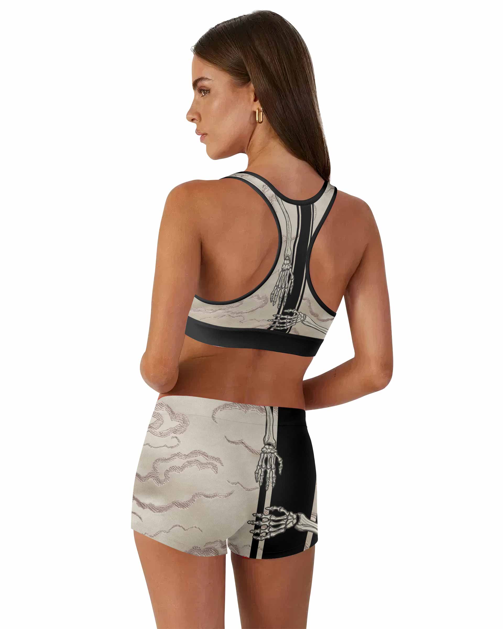Bare Bones Skeleton Women's Workout Set - back lifestyle view