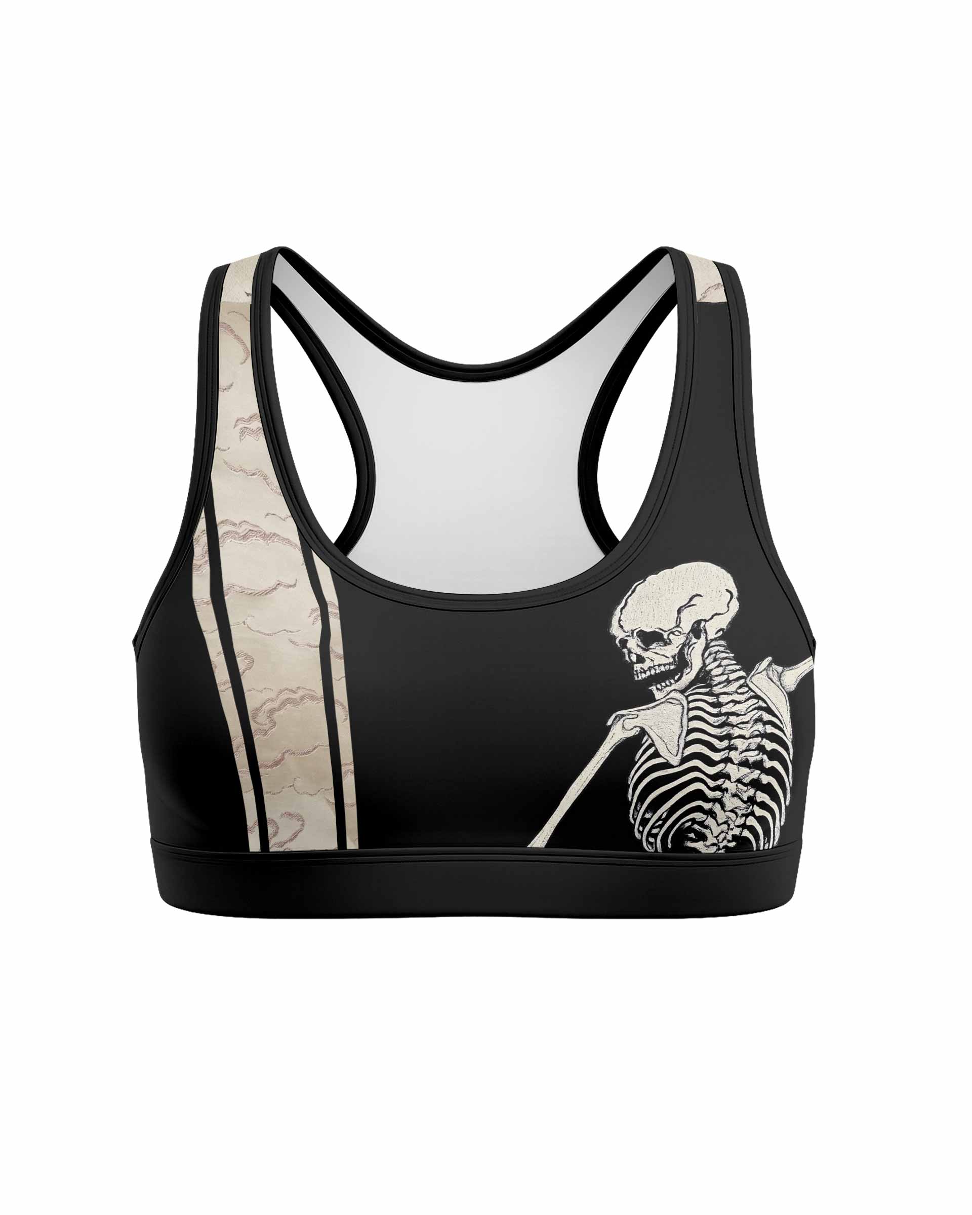 Bare Bones Skeleton Women's Padded Sports Bra - front view mockup
