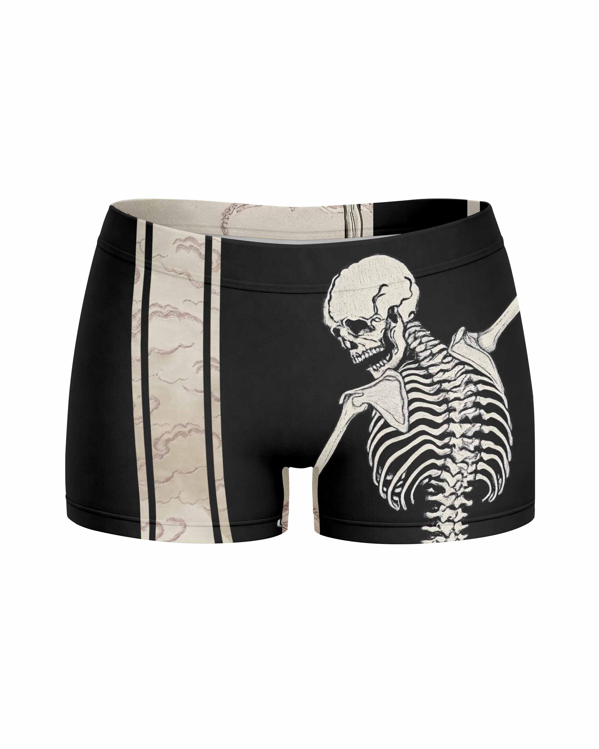 Bare Bones Skeleton Women's Yoga Shorts - front view mockup