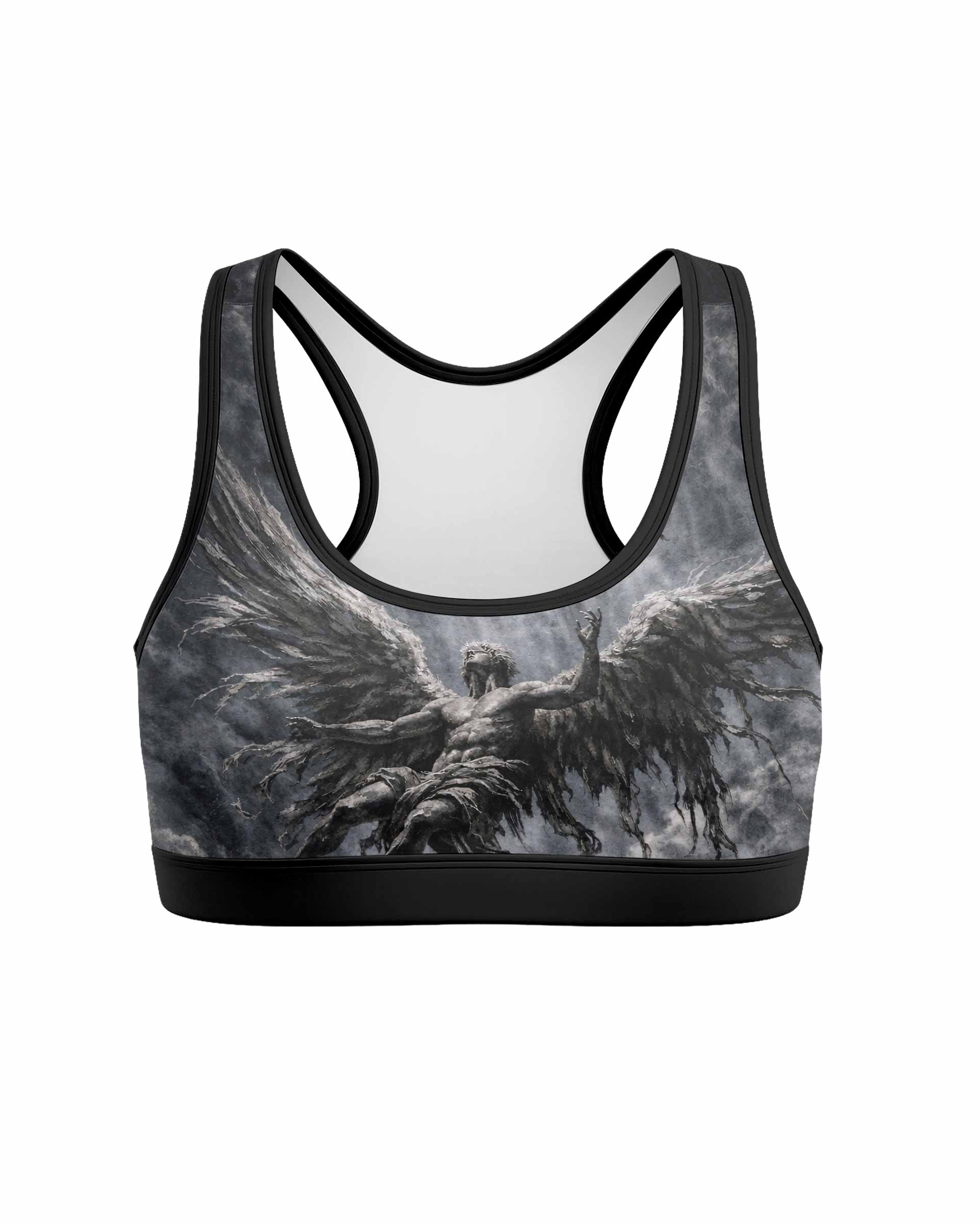 Fallen Angels Women's Padded Sports Bra - front view mockup
