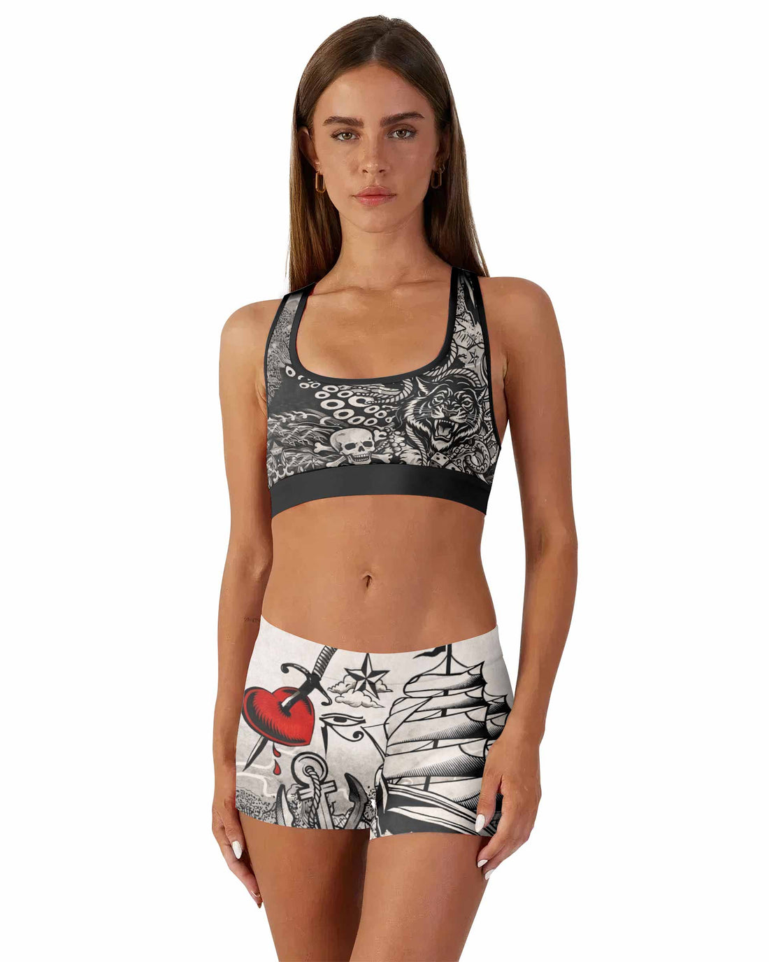 Savage Ocean Irezumi Women's Workout Set - front lifestyle view