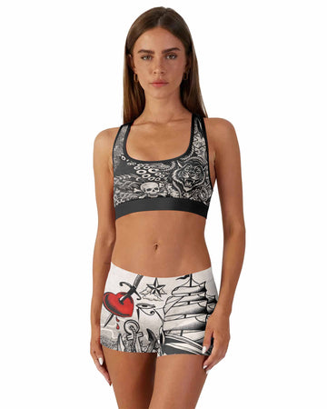 Savage Ocean Irezumi Women's Workout Set - front lifestyle view