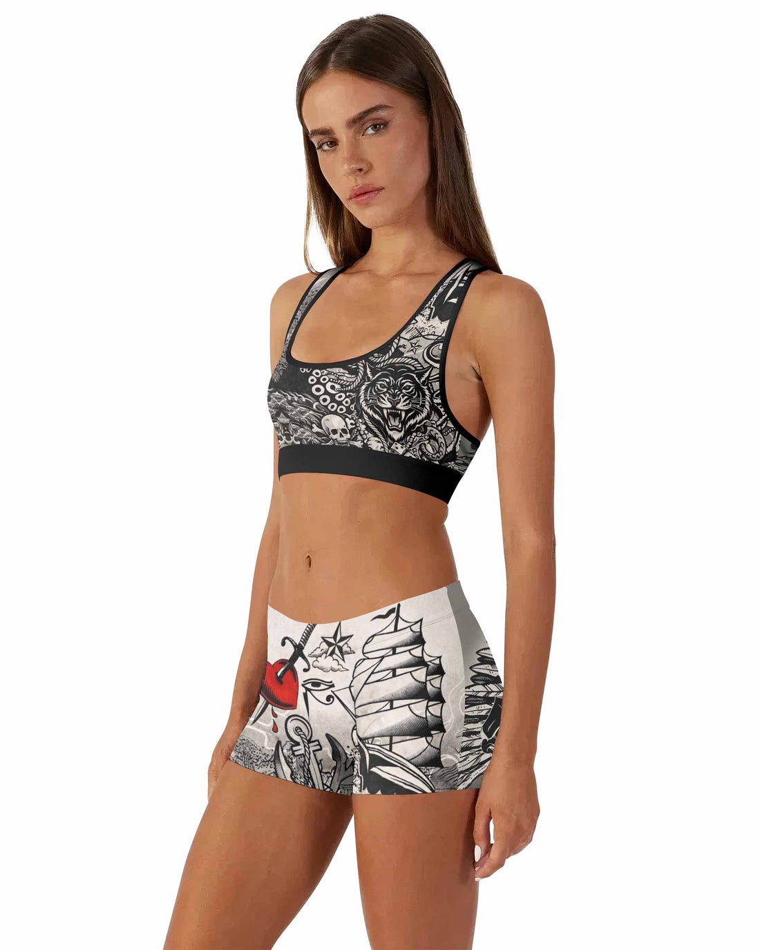 Savage Ocean Irezumi Women's Workout Set - front lifestyle view