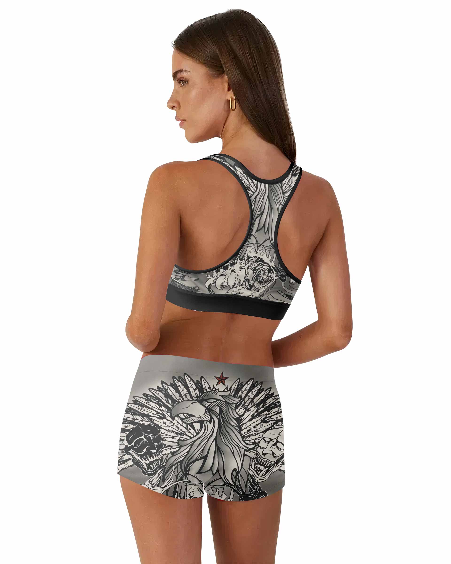 Savage Ocean Irezumi Women's Workout Set - back lifestyle view