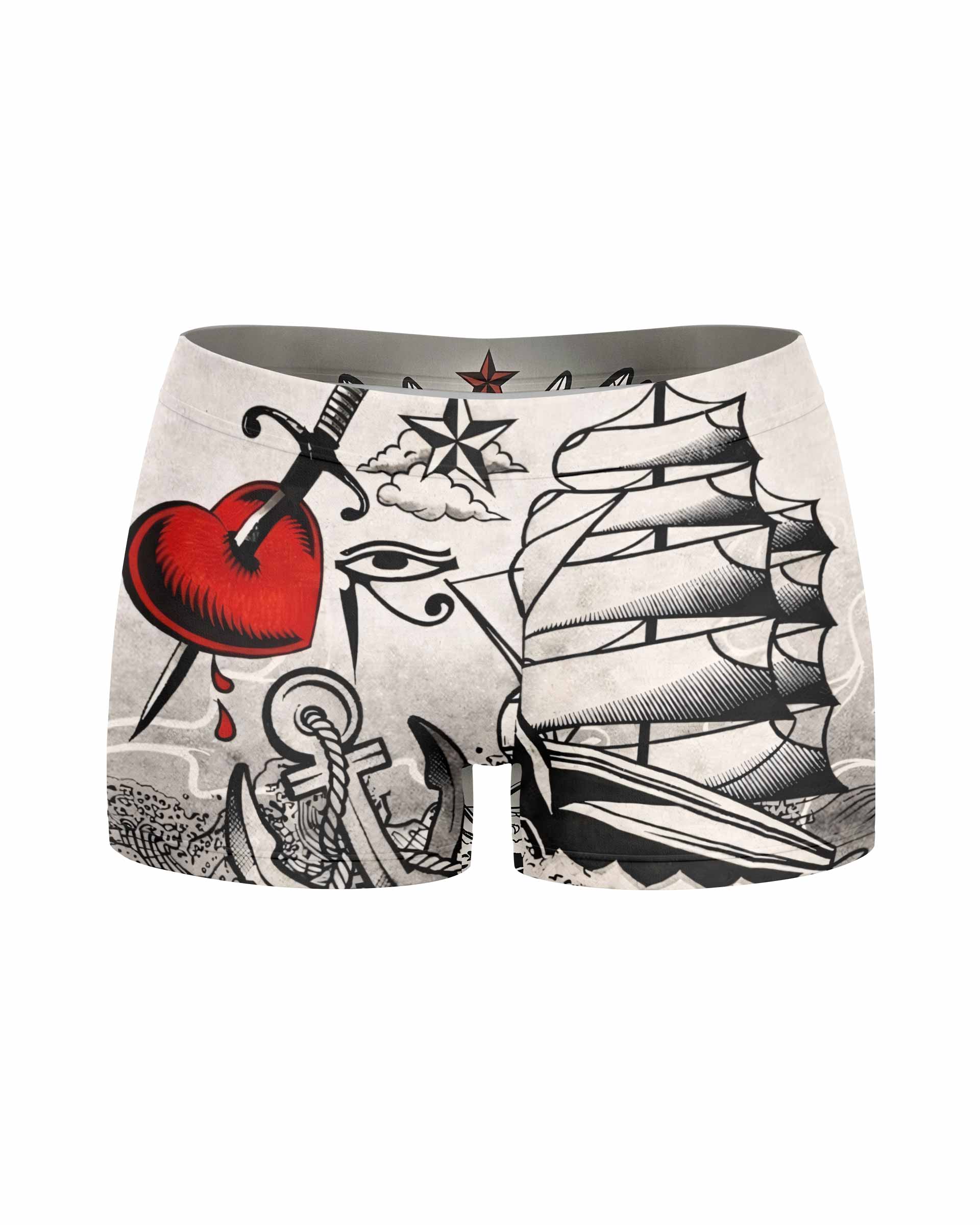 Savage Ocean Irezumi Women's Yoga Shorts - front view mockup
