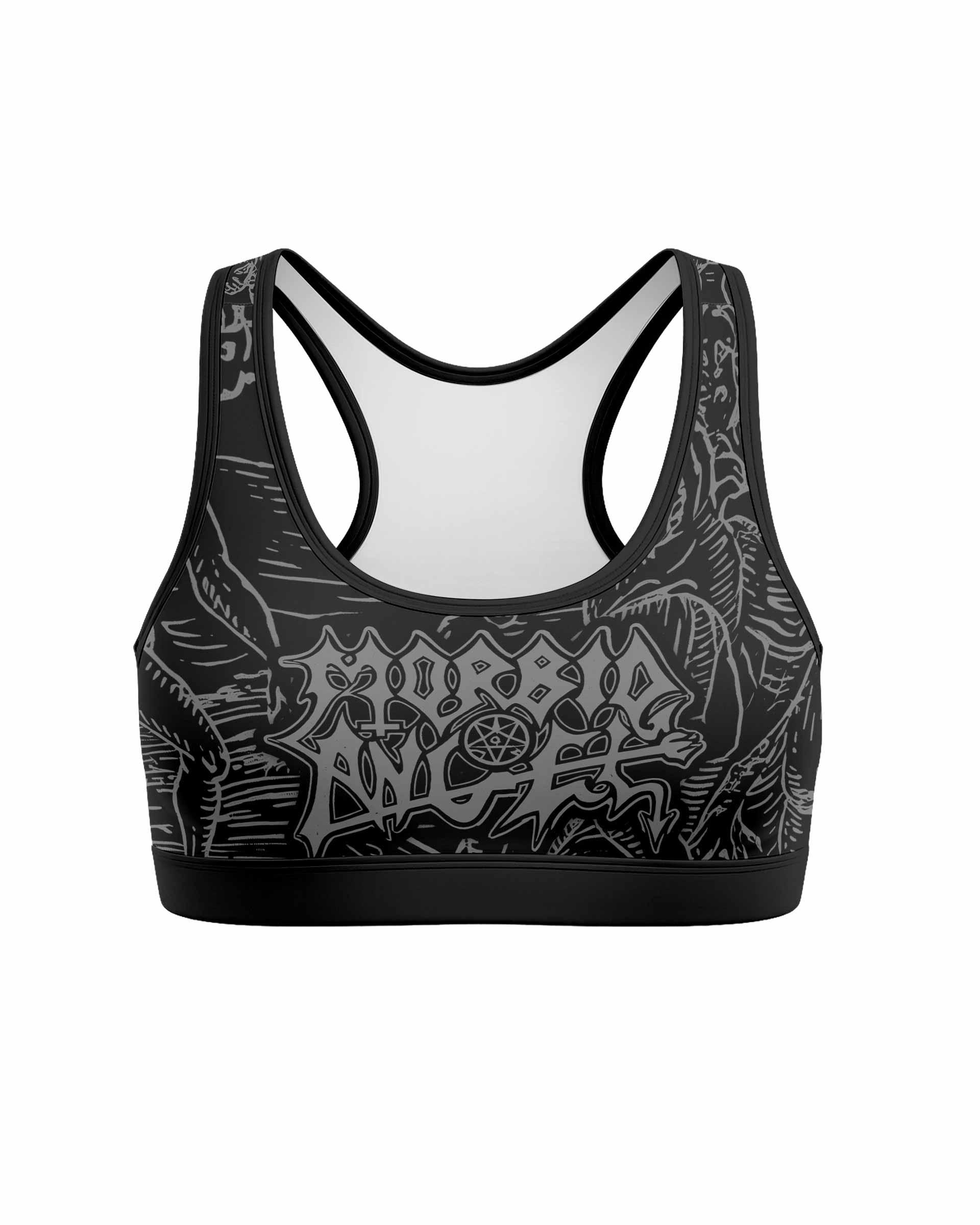 Morbid Angel Unholy Blasphemies Women's Padded Sports Bra - front view mockup