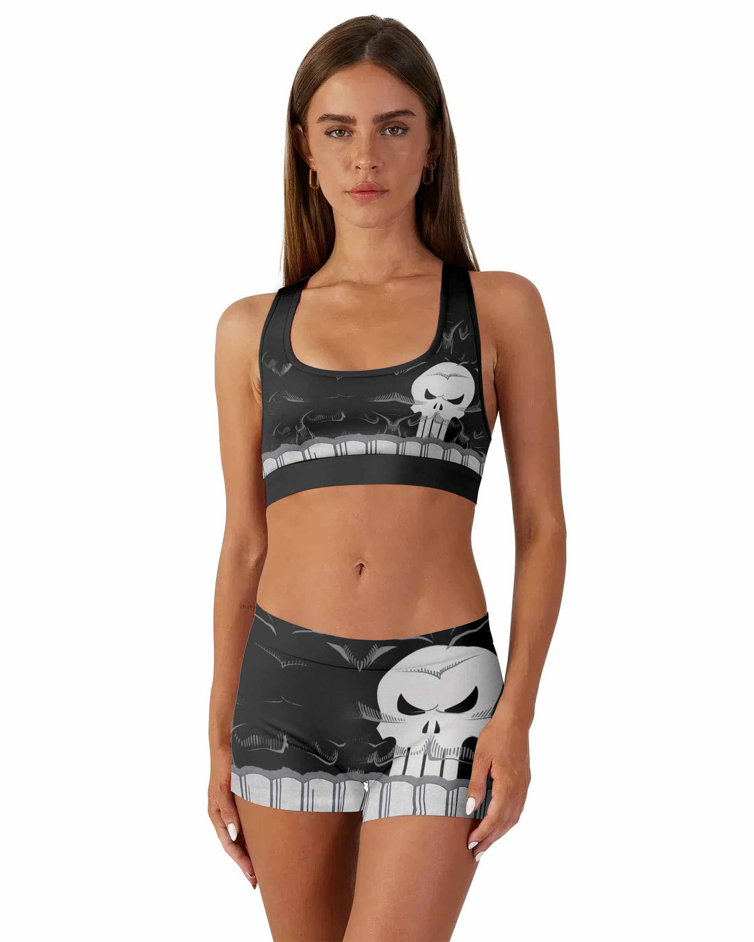 Punisher Skull Tactical Women's Workout Set - front lifestyle view